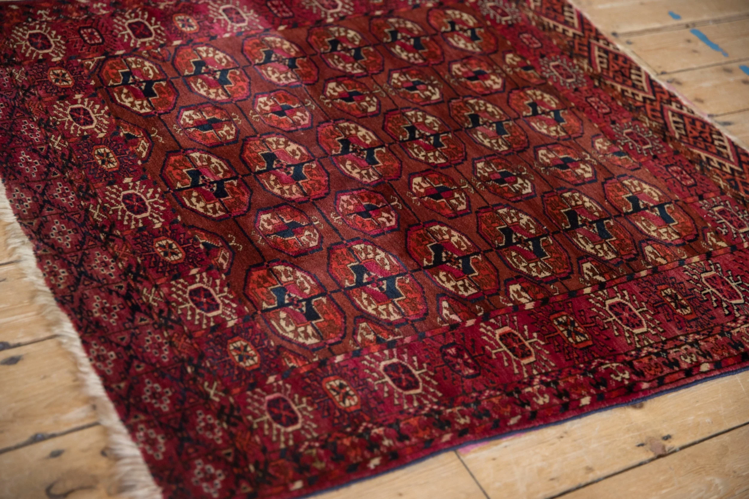 3.5x4 Antique Turkmen Square Rug - Image 5