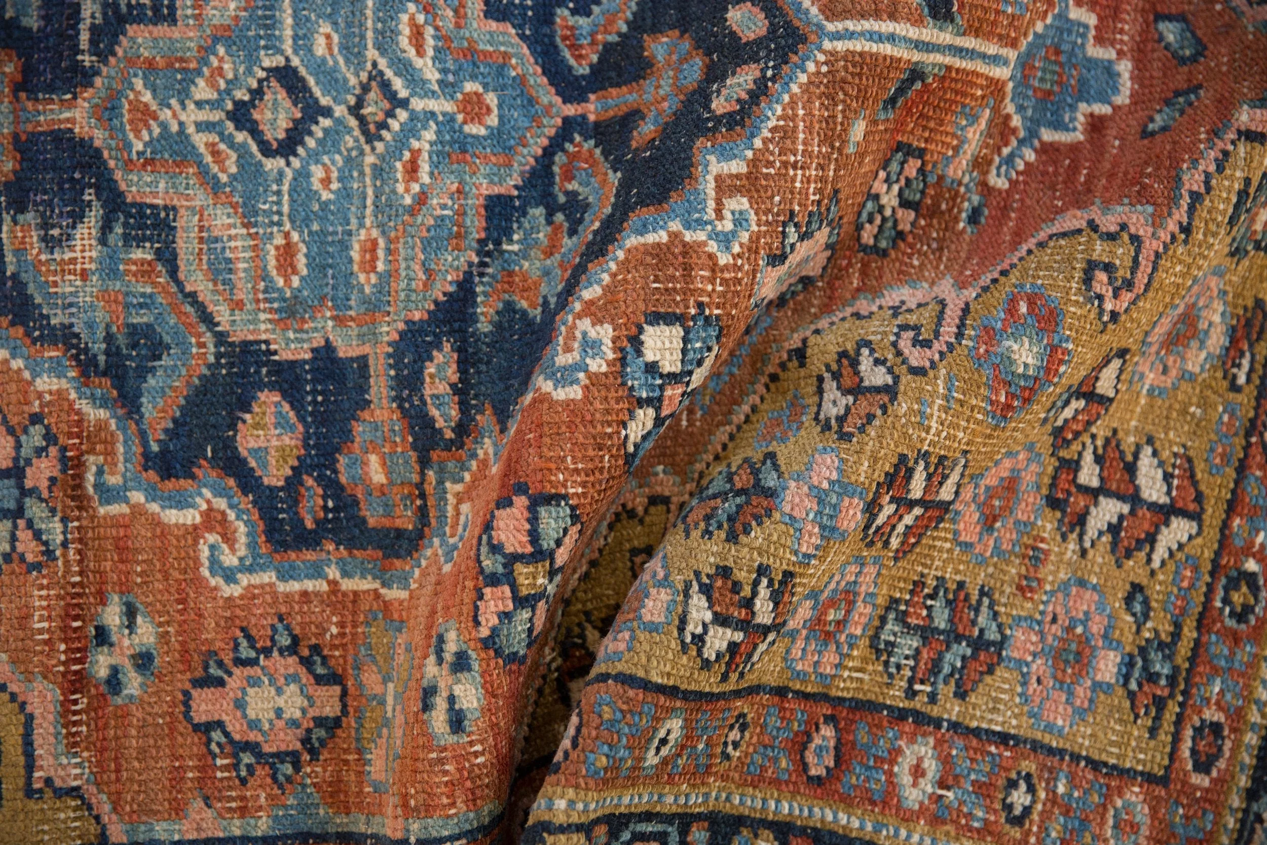 3.5x4 Vintage Heriz Square Rug - Image 9