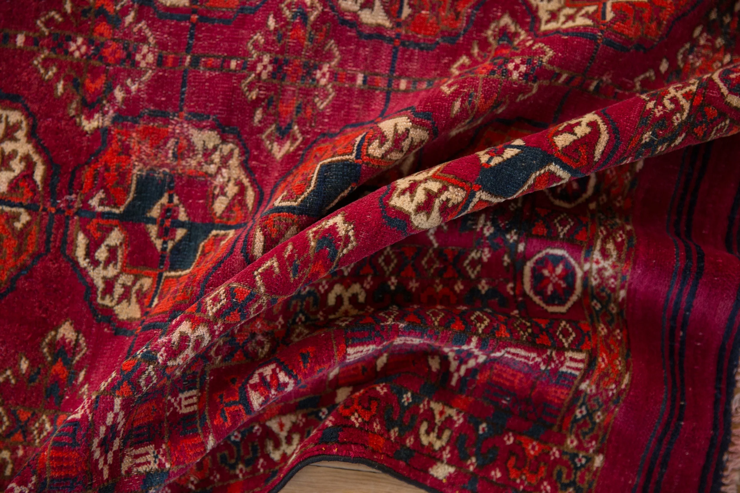 3.5x4 Vintage Turkmen Square Rug - Image 7