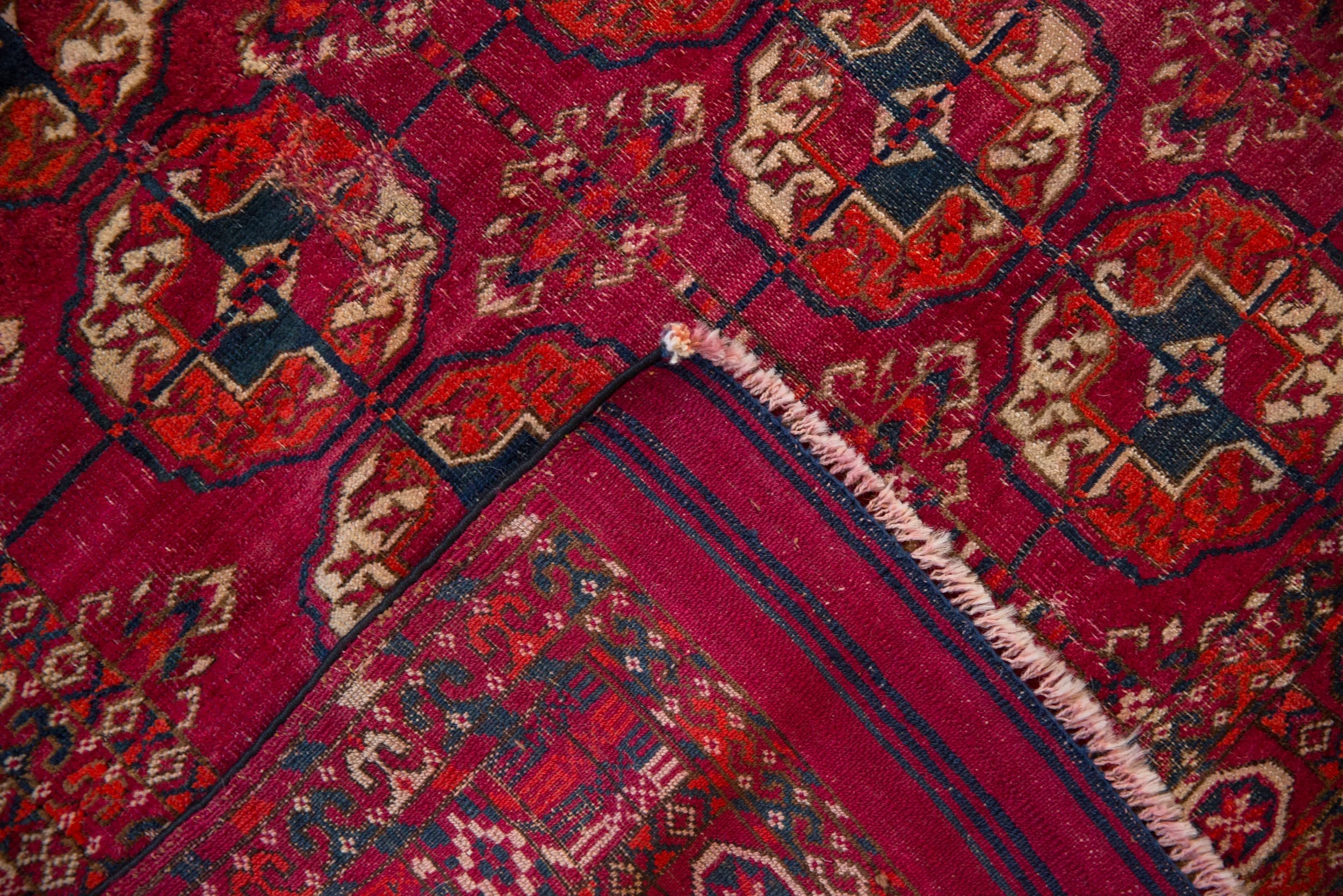 3.5x4 Vintage Turkmen Square Rug - Image 8