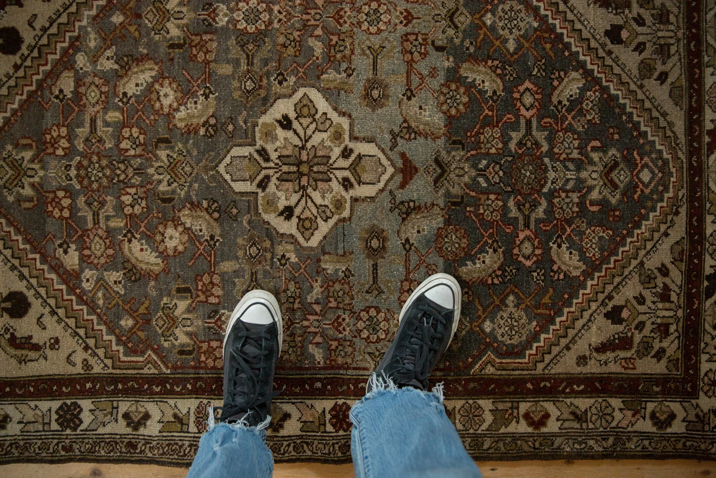 3.5x5.5 Vintage Distressed Hamadan Rug - Image 2