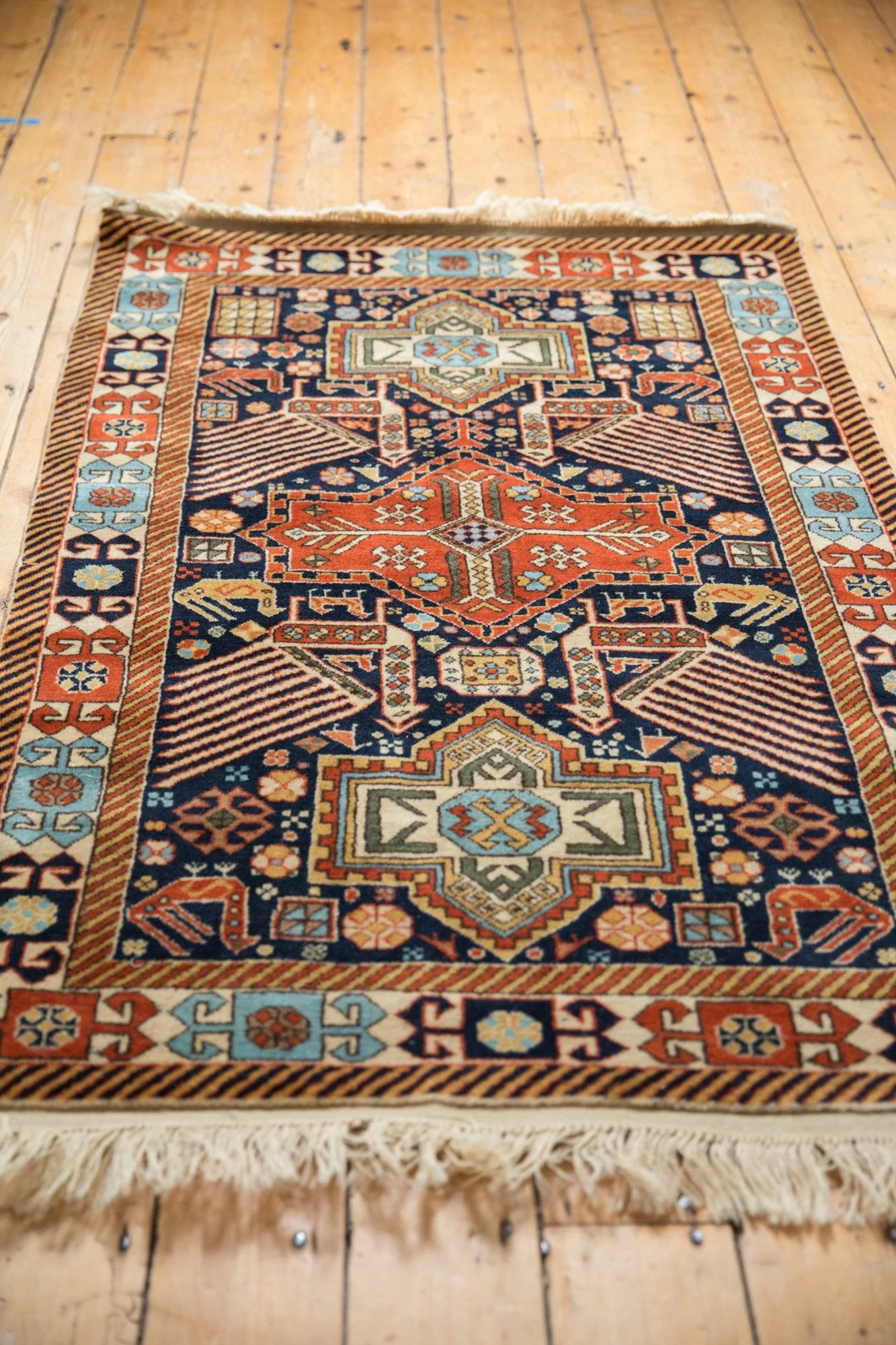 3.5x5.5 Vintage Romanian Akstafa Design Rug - Image 3