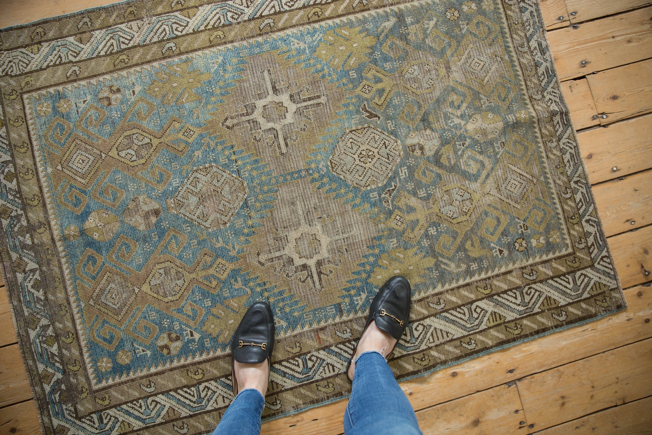 3.5x5 Antique Distressed Caucasian Rug - Image 2