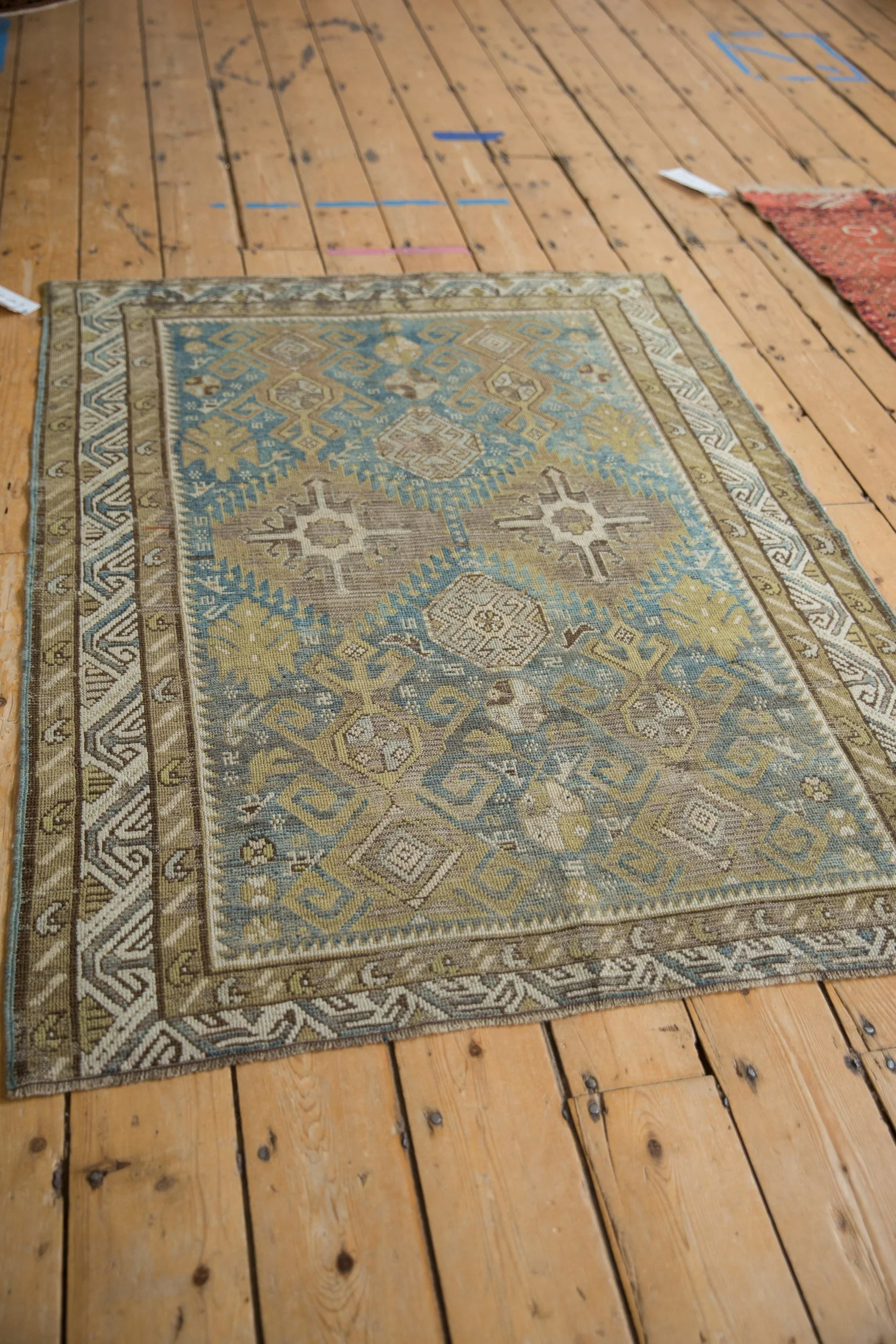 3.5x5 Antique Distressed Caucasian Rug - Image 4