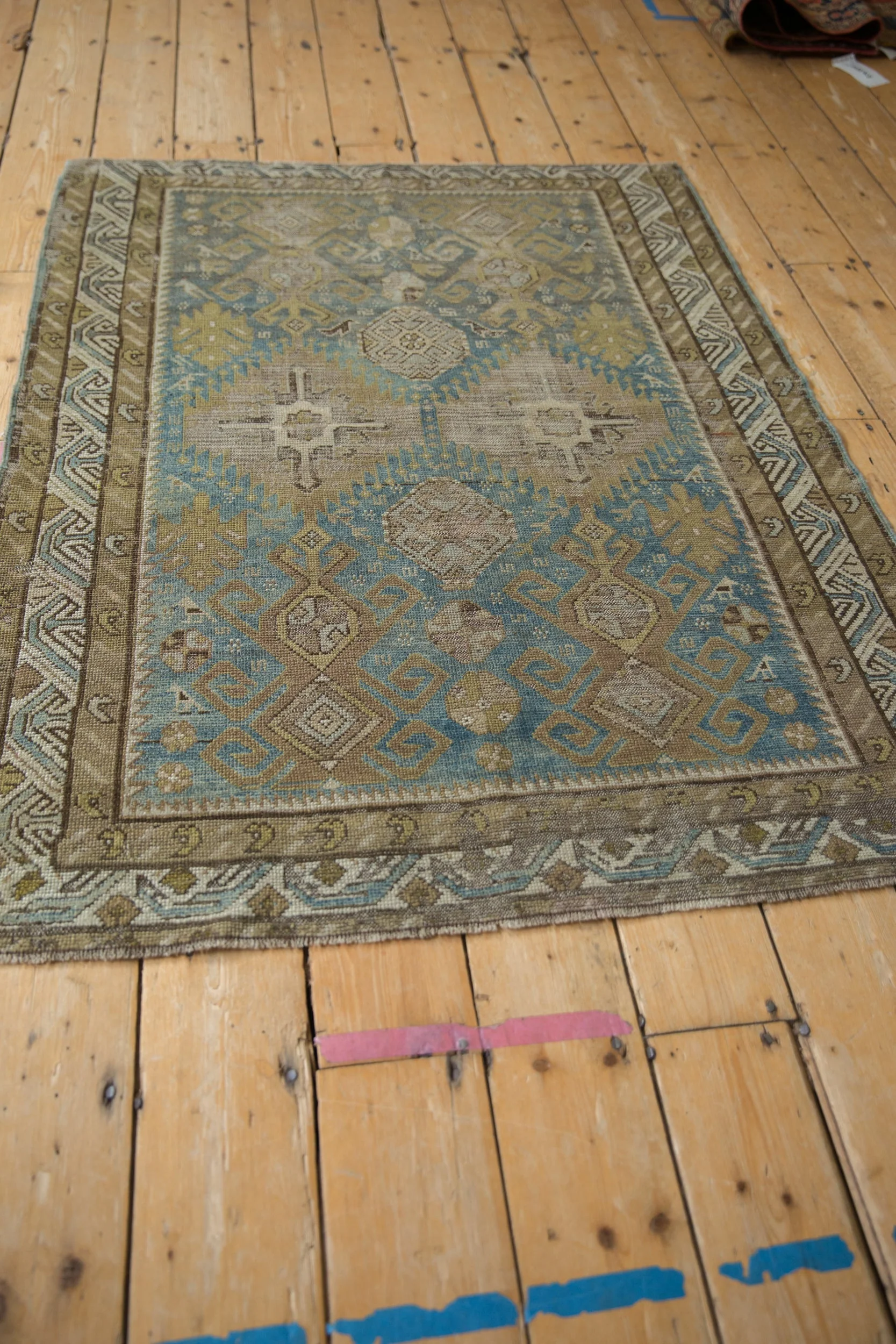 3.5x5 Antique Distressed Caucasian Rug - Image 6