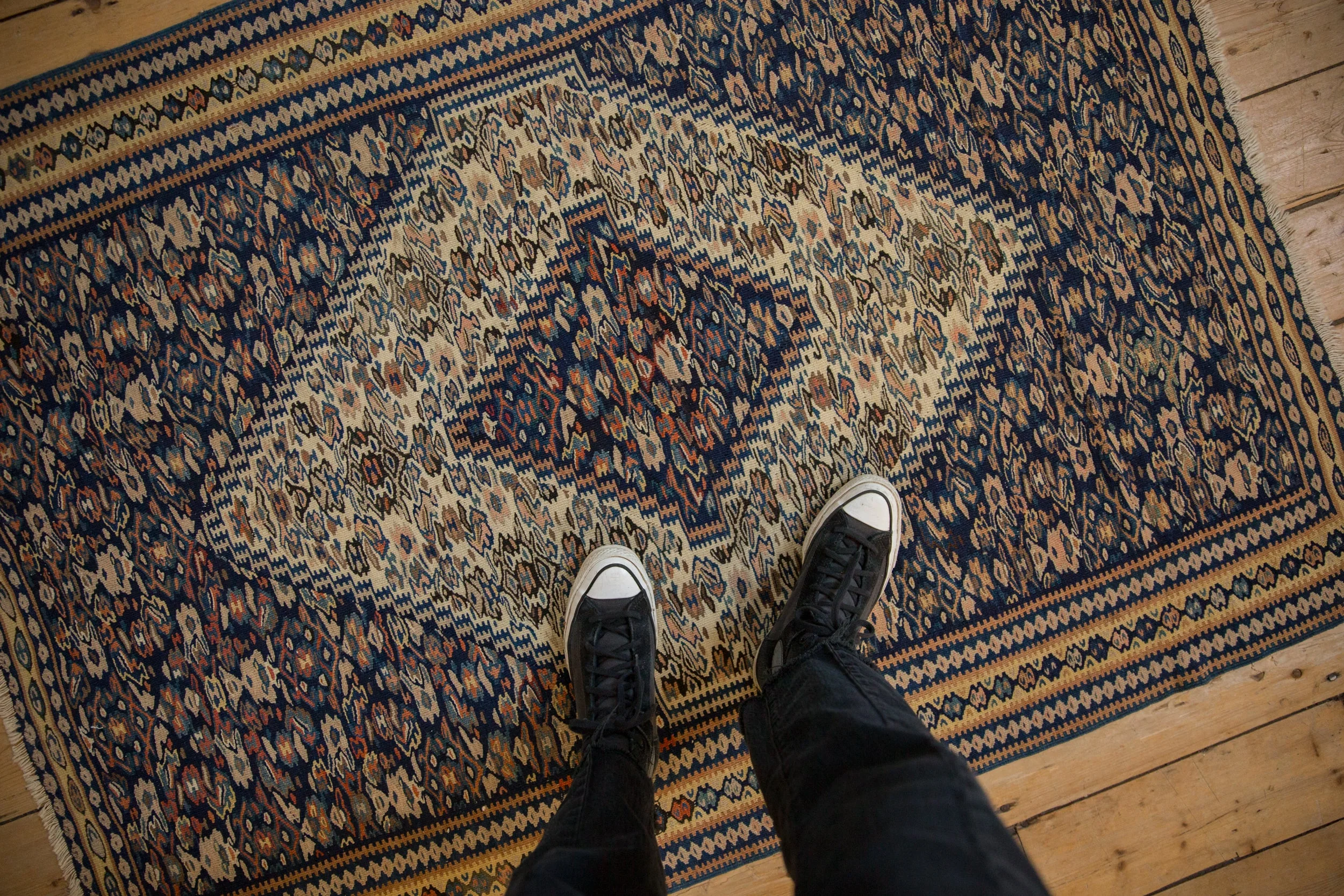 3.5x5 Antique Senneh Kilim Rug - Image 2