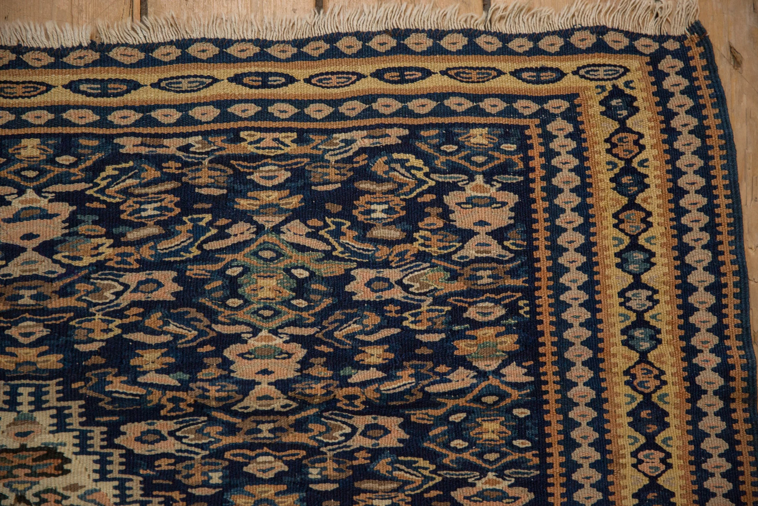 3.5x5 Antique Senneh Kilim Rug - Image 3
