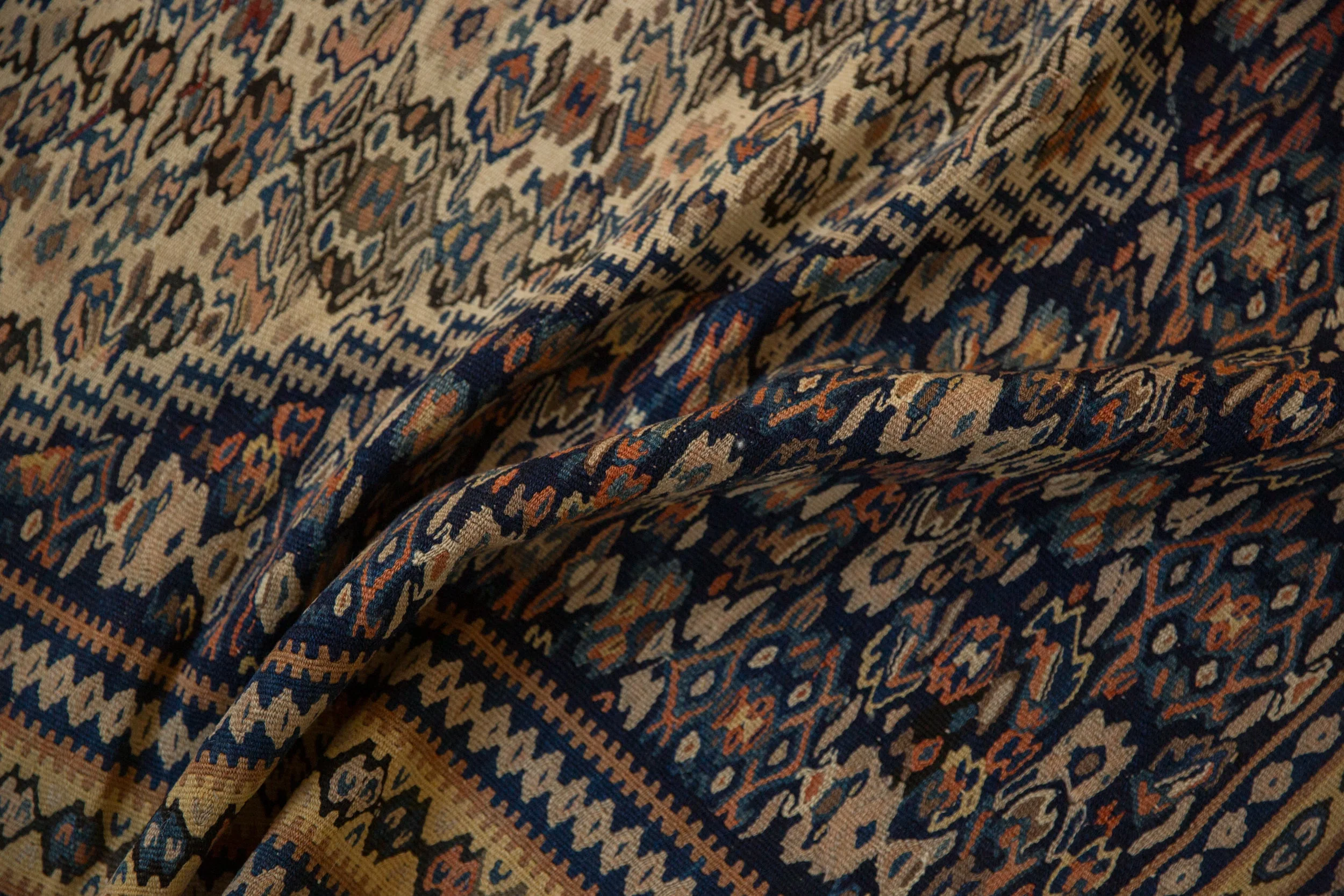 3.5x5 Antique Senneh Kilim Rug - Image 8