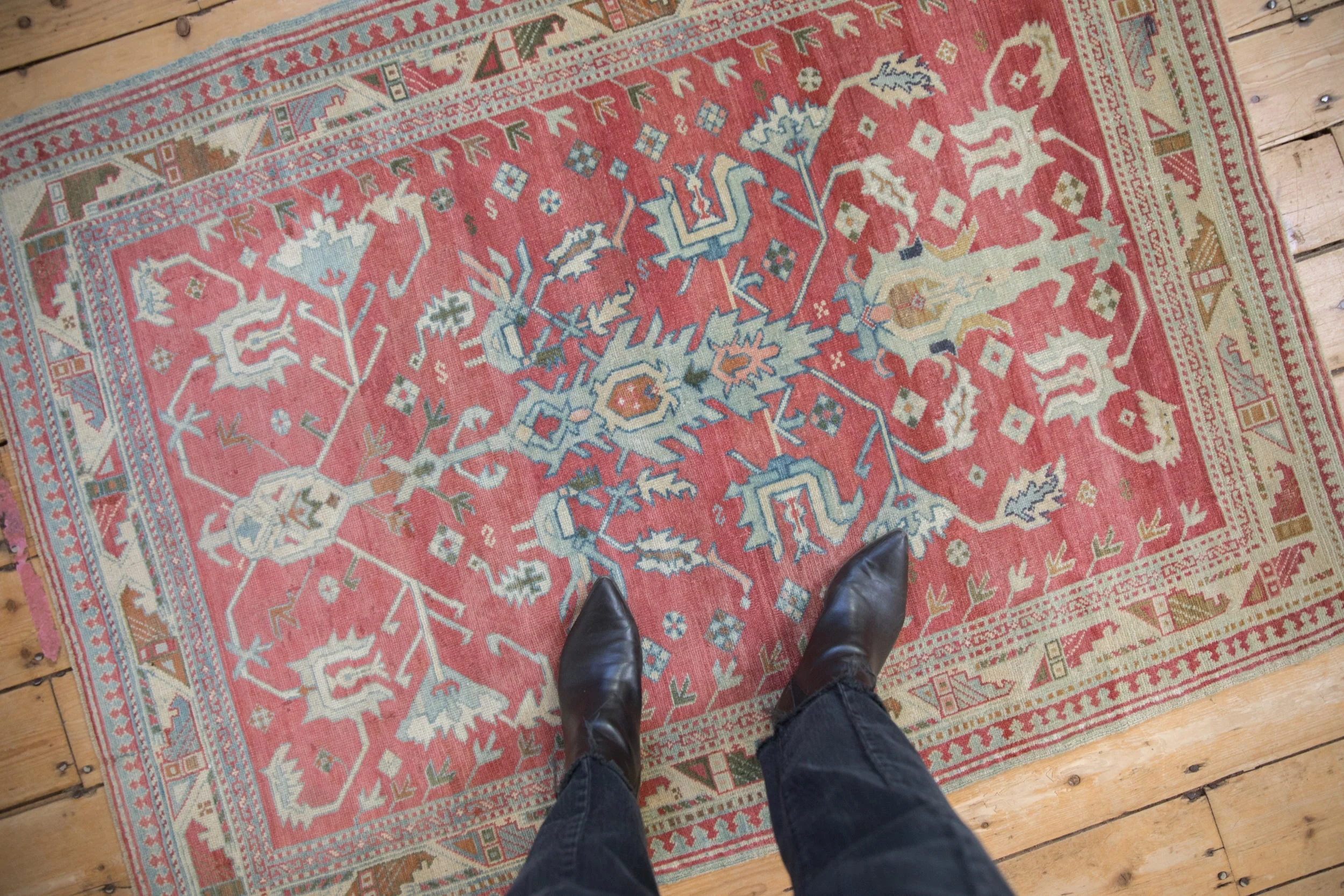3.5x5 Vintage Distressed Anatolian Rug - Image 2