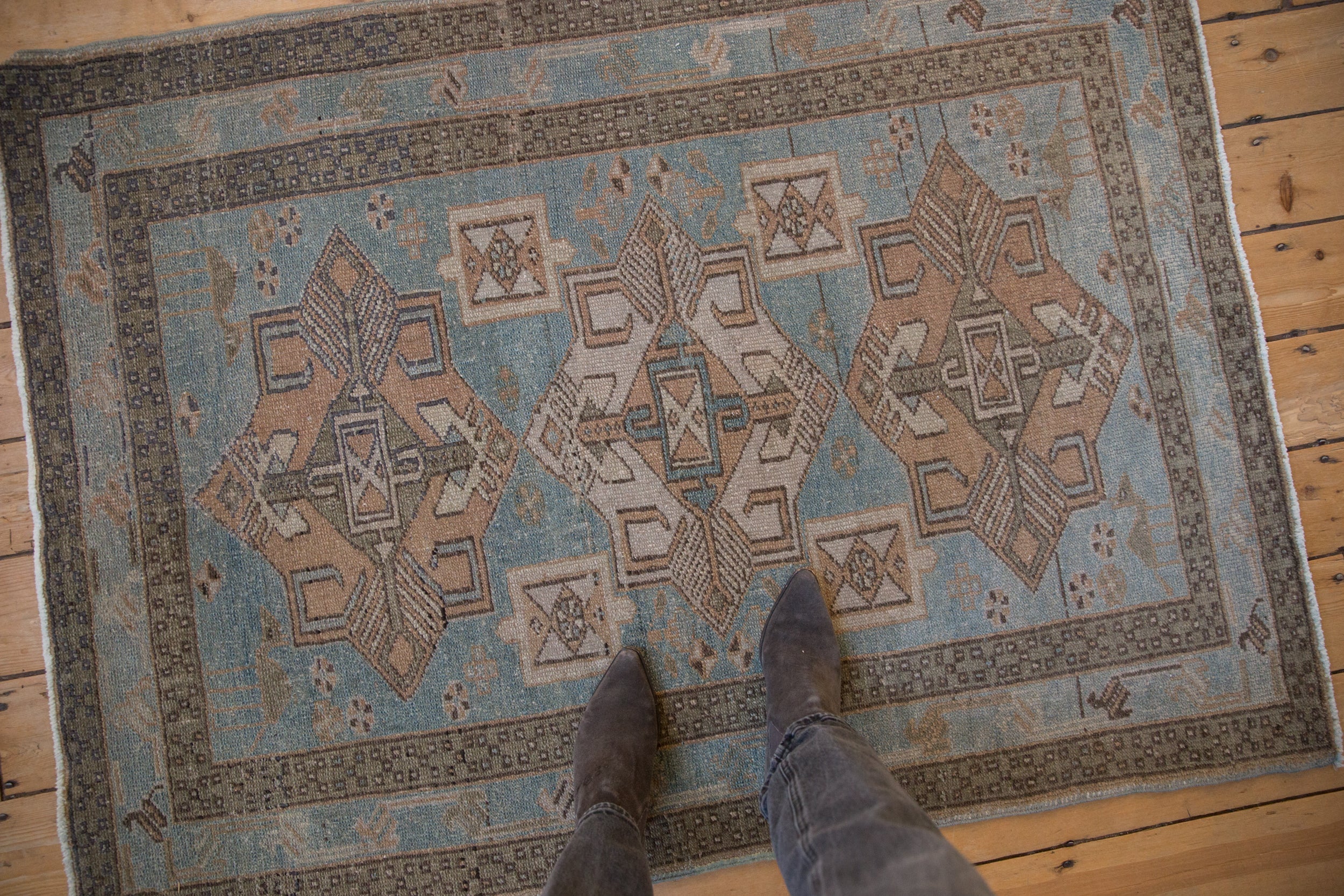3.5x5 Vintage Distressed Hamadan Rug - Image 2