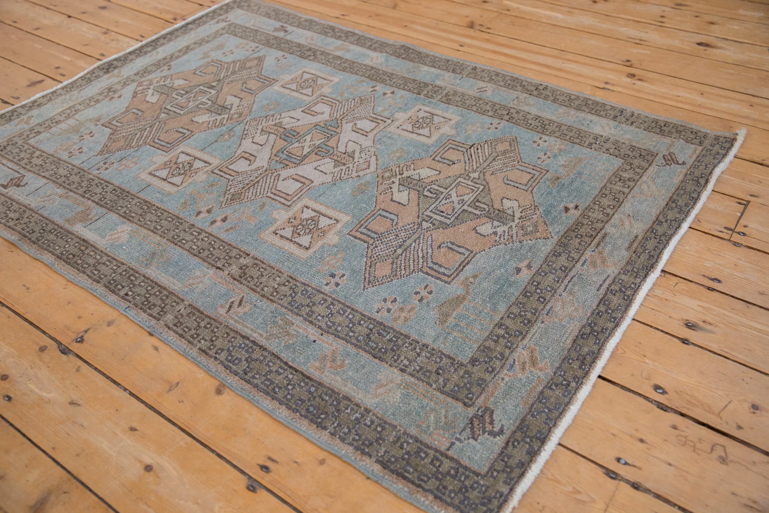 3.5x5 Vintage Distressed Hamadan Rug - Image 4