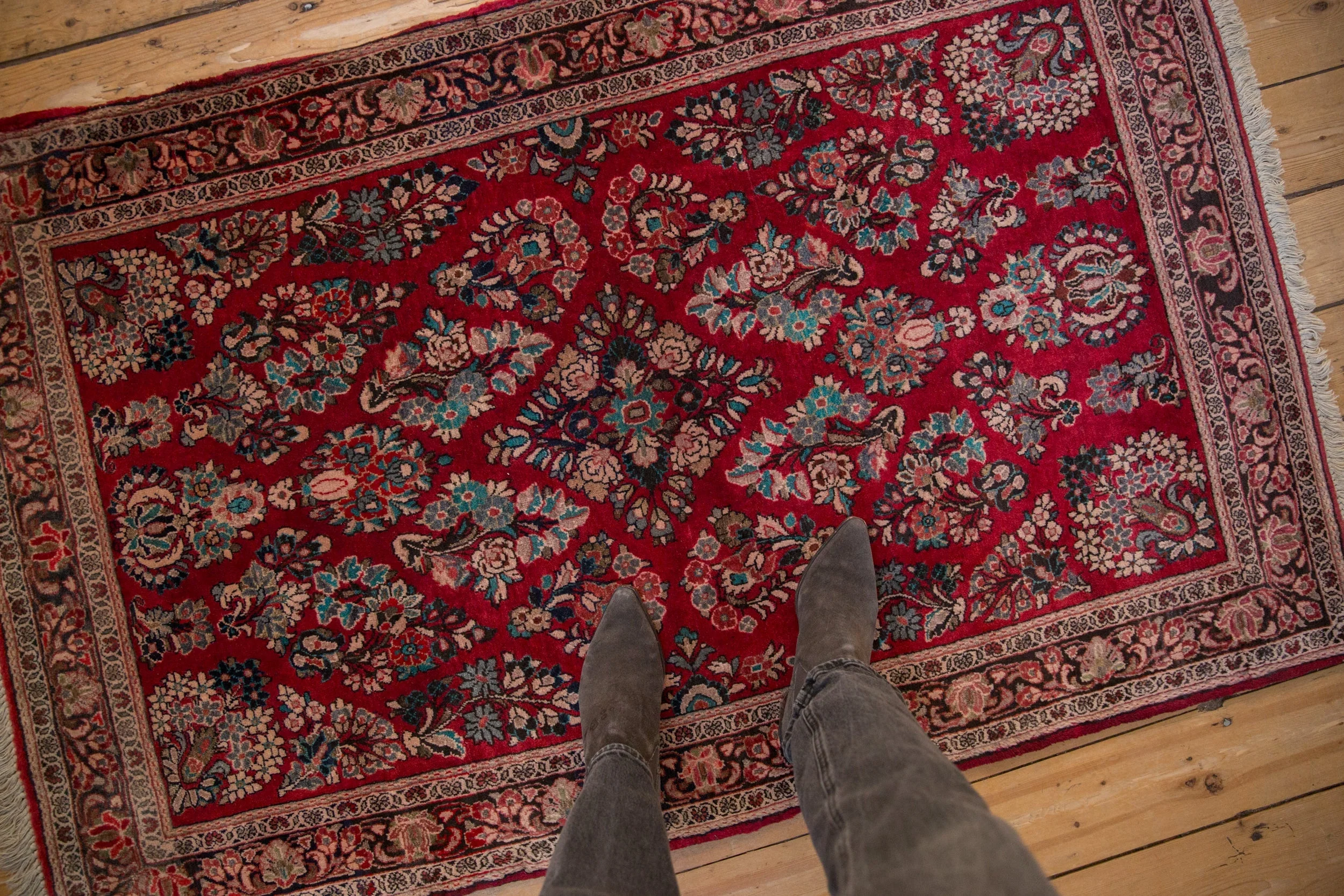 3.5x5 Vintage Fine Sarouk Rug - Image 2