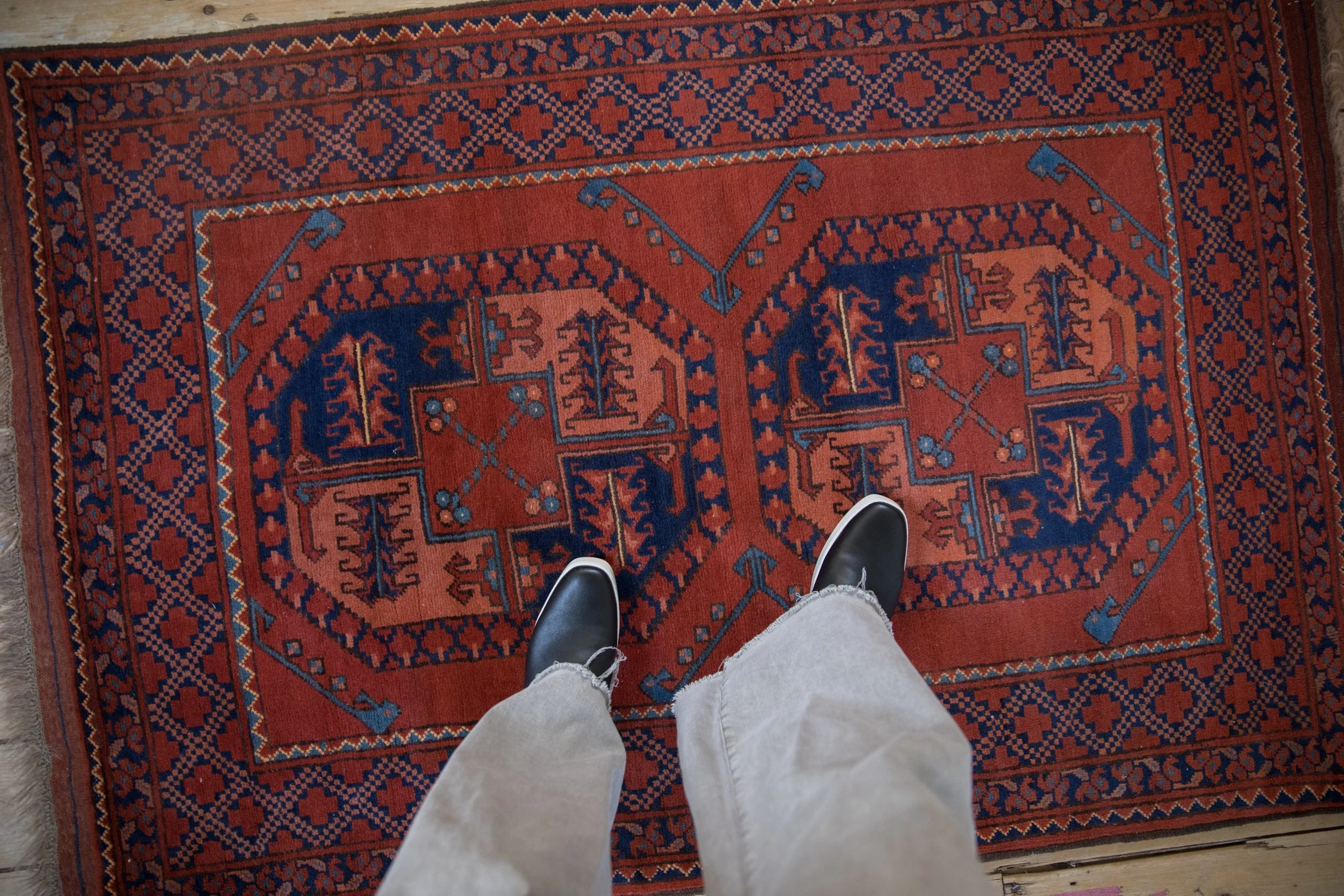 3.5x5 Vintage Pakistani Ersari Design Rug - Image 2
