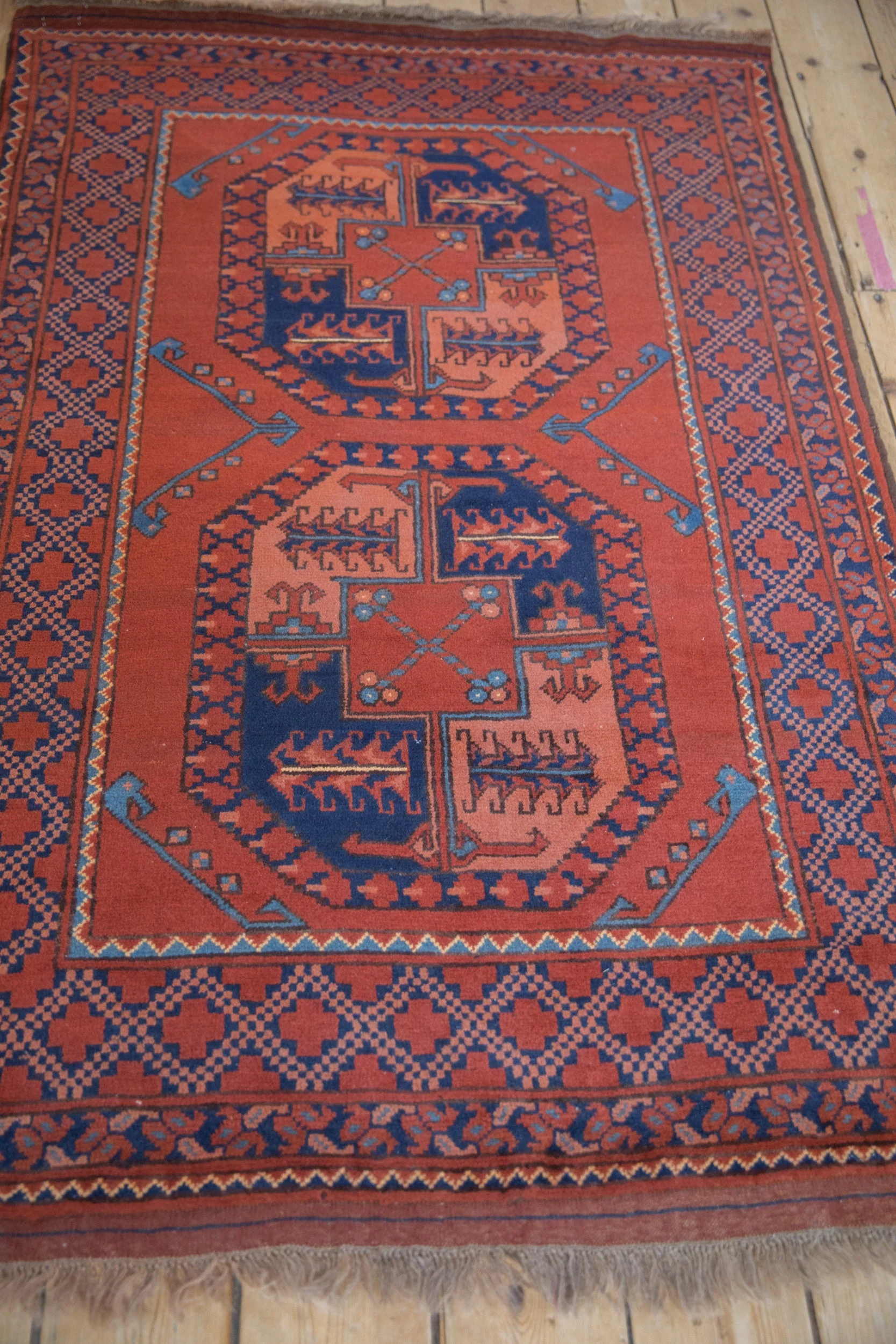 3.5x5 Vintage Pakistani Ersari Design Rug - Image 8