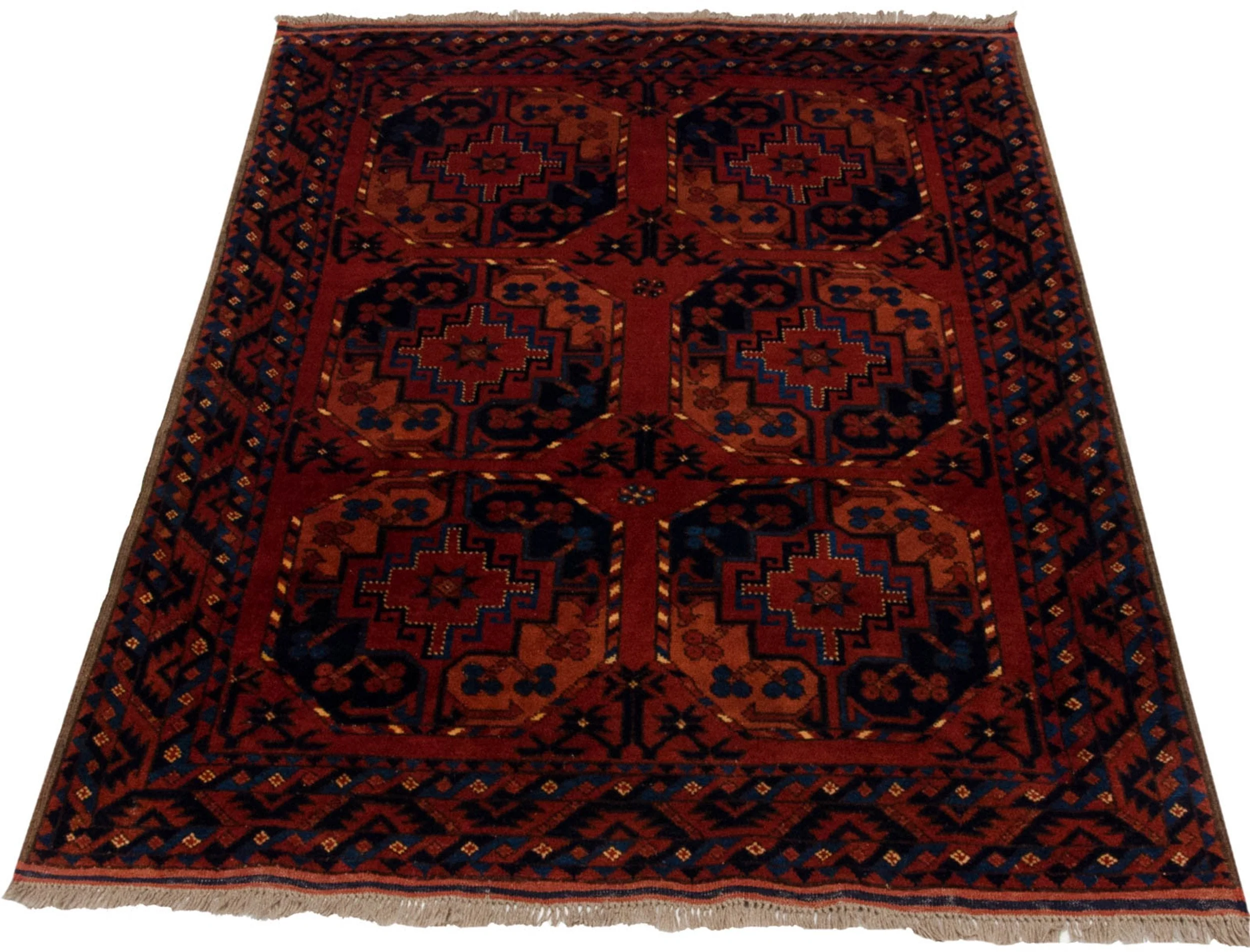3.5x5 Vintage Pakistani Ersari Design Rug - Image 2