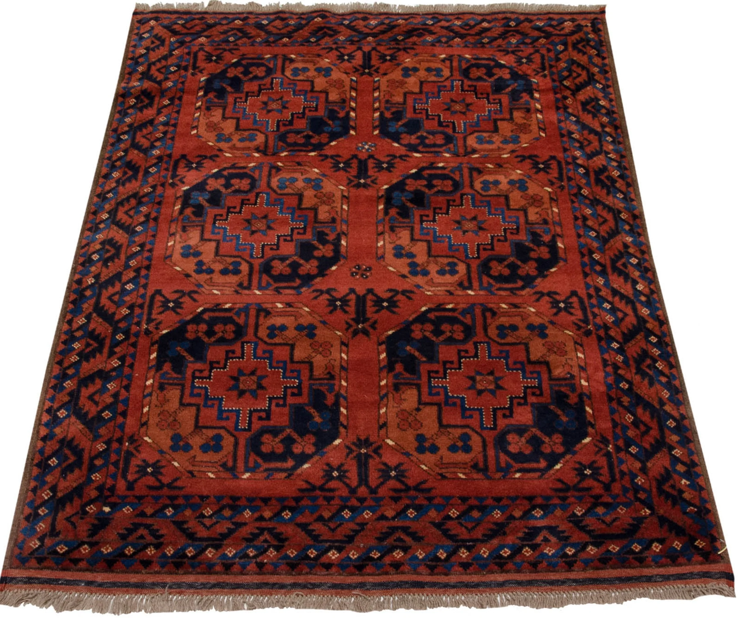 3.5x5 Vintage Pakistani Ersari Design Rug - Image 3