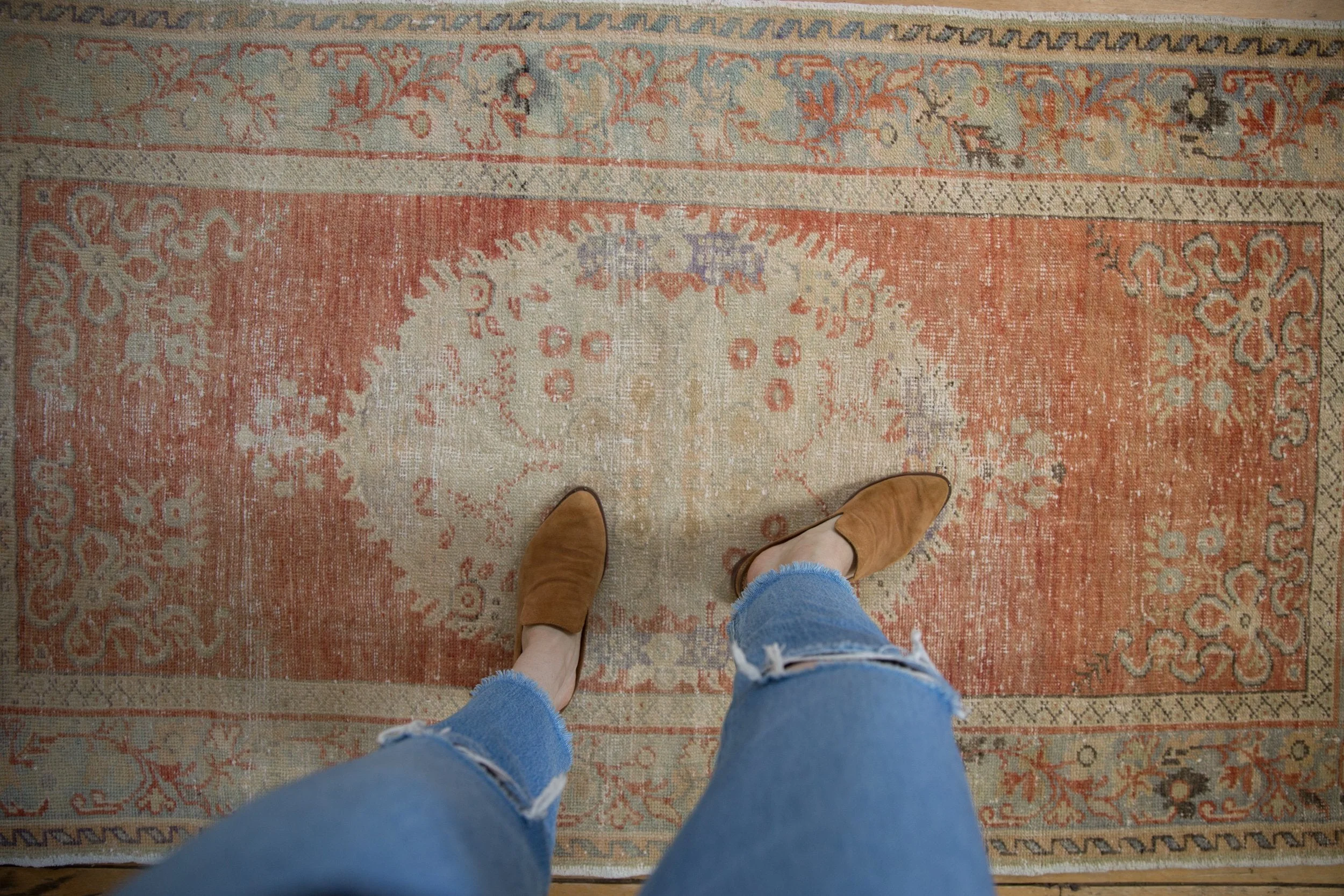 3.5x6.5 Vintage Distressed Oushak Rug - Image 2