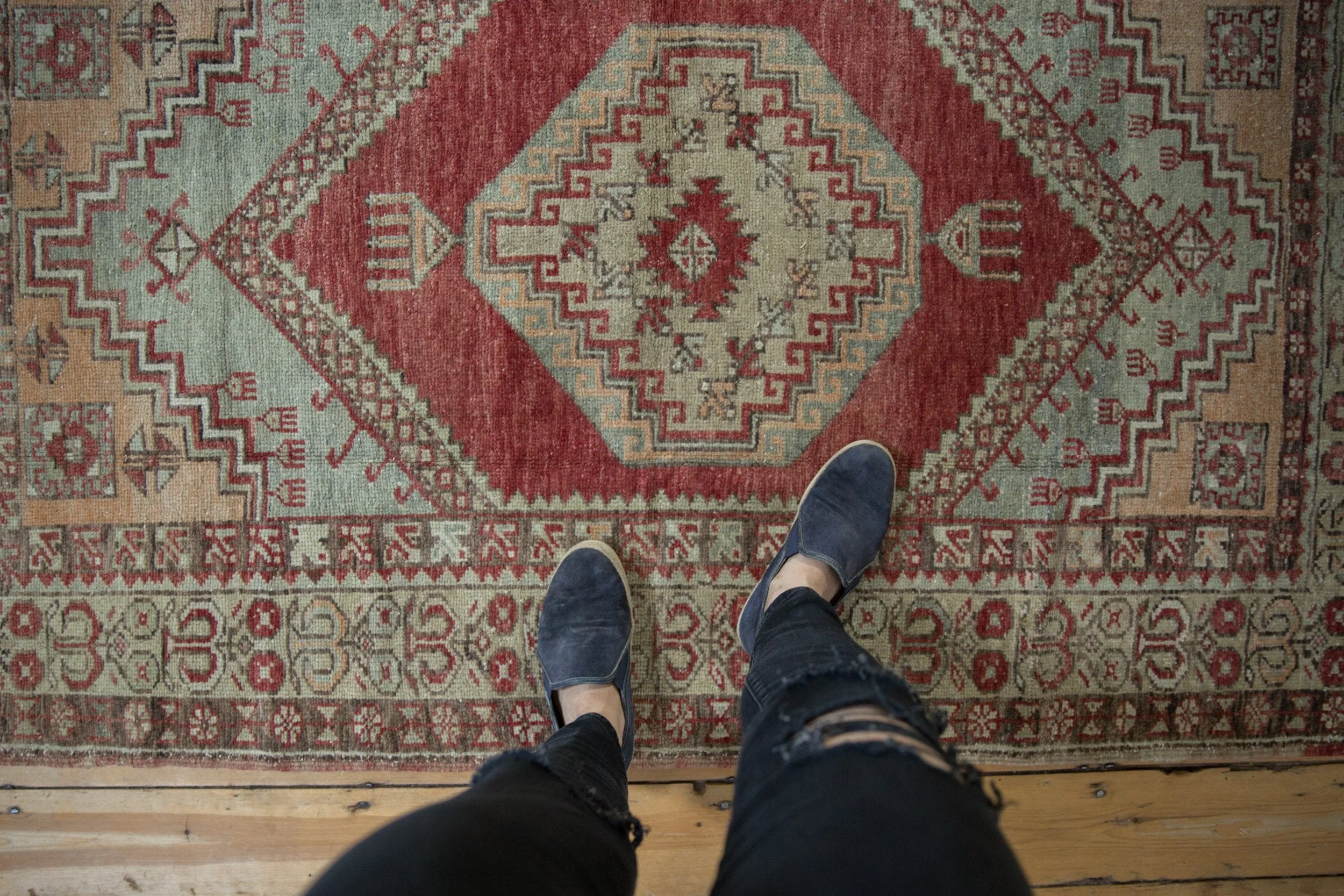 3.5x6 Vintage Distressed Oushak Rug - Image 2