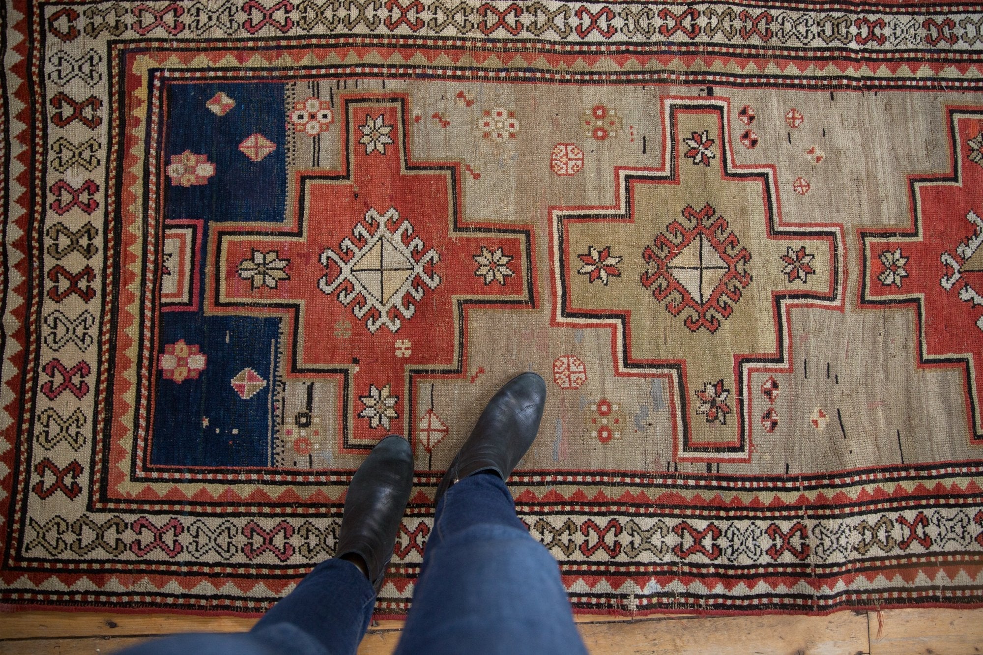 3.5x7.5 Vintage Caucasian Rug Runner - Image 2