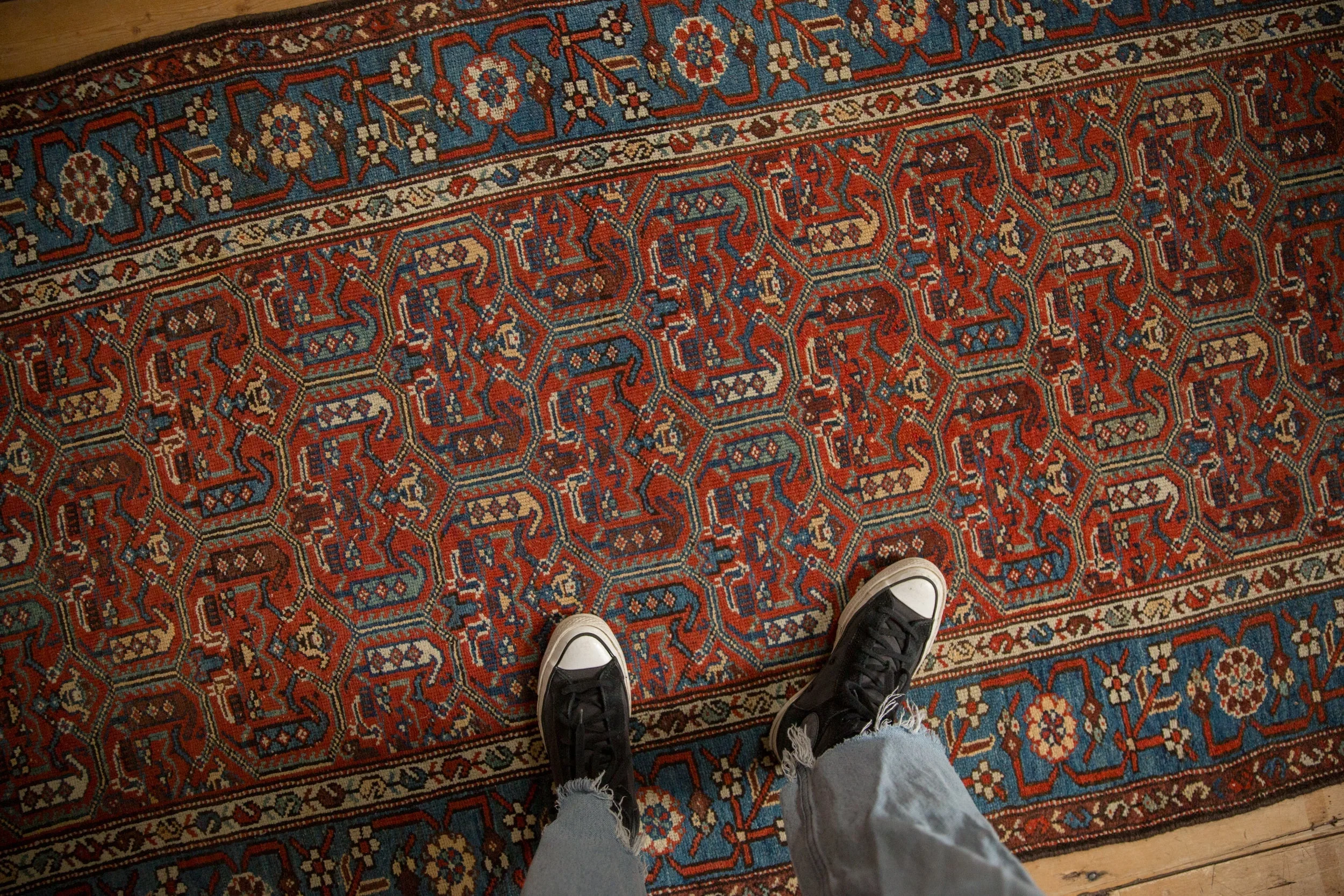 3.5x9.5 Antique Fine Kurdish Hamadan Rug Runner - Image 2