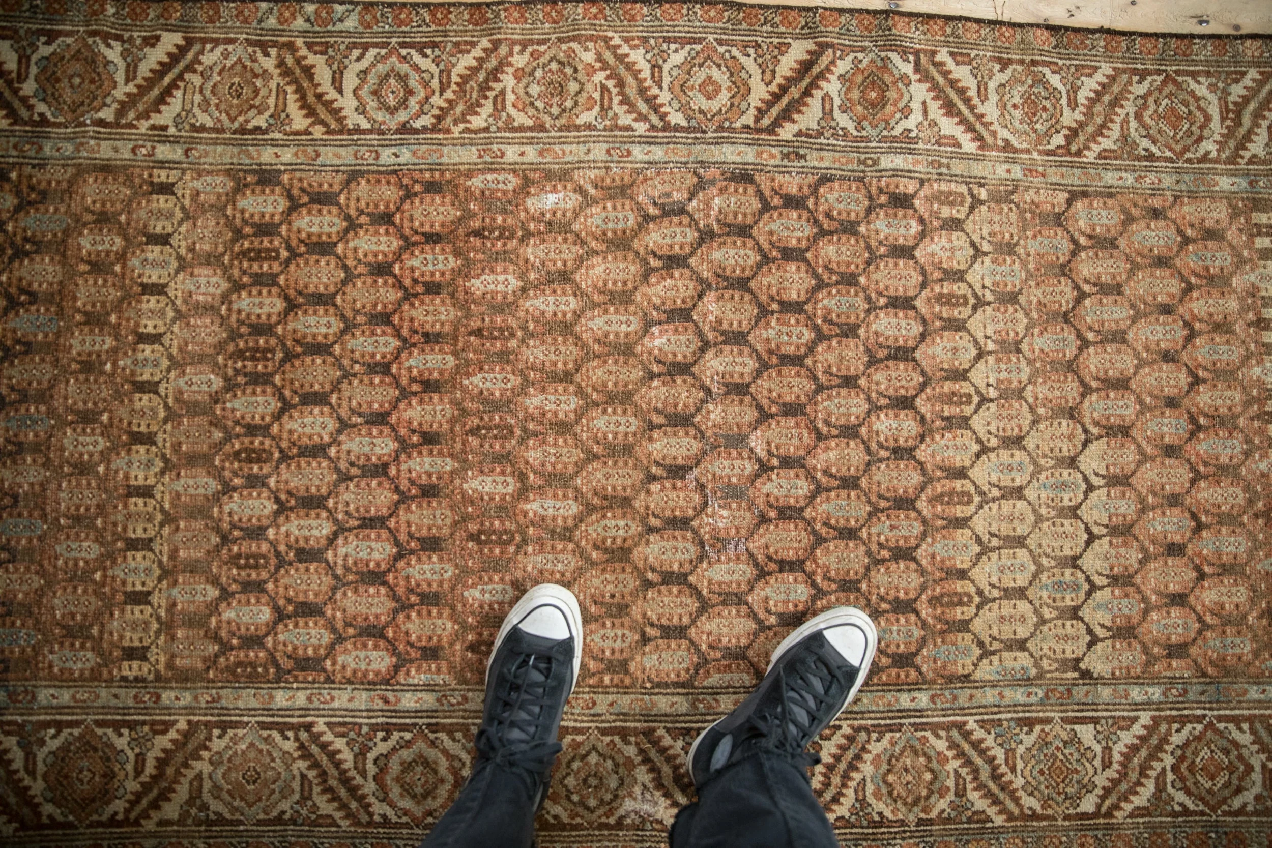 3.5x9.5 Vintage Distressed Hamadan Rug Runner - Image 2