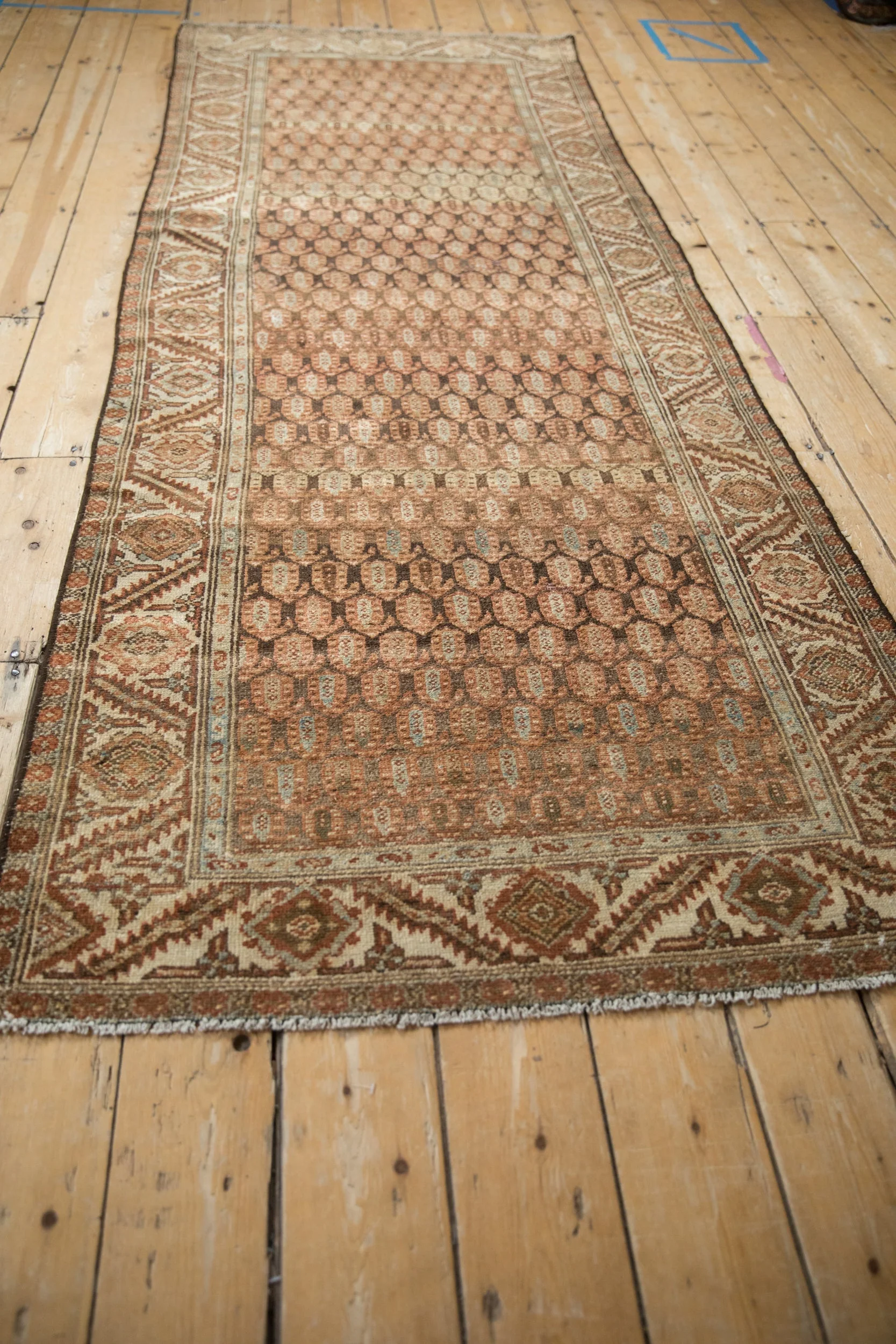 3.5x9.5 Vintage Distressed Hamadan Rug Runner - Image 9