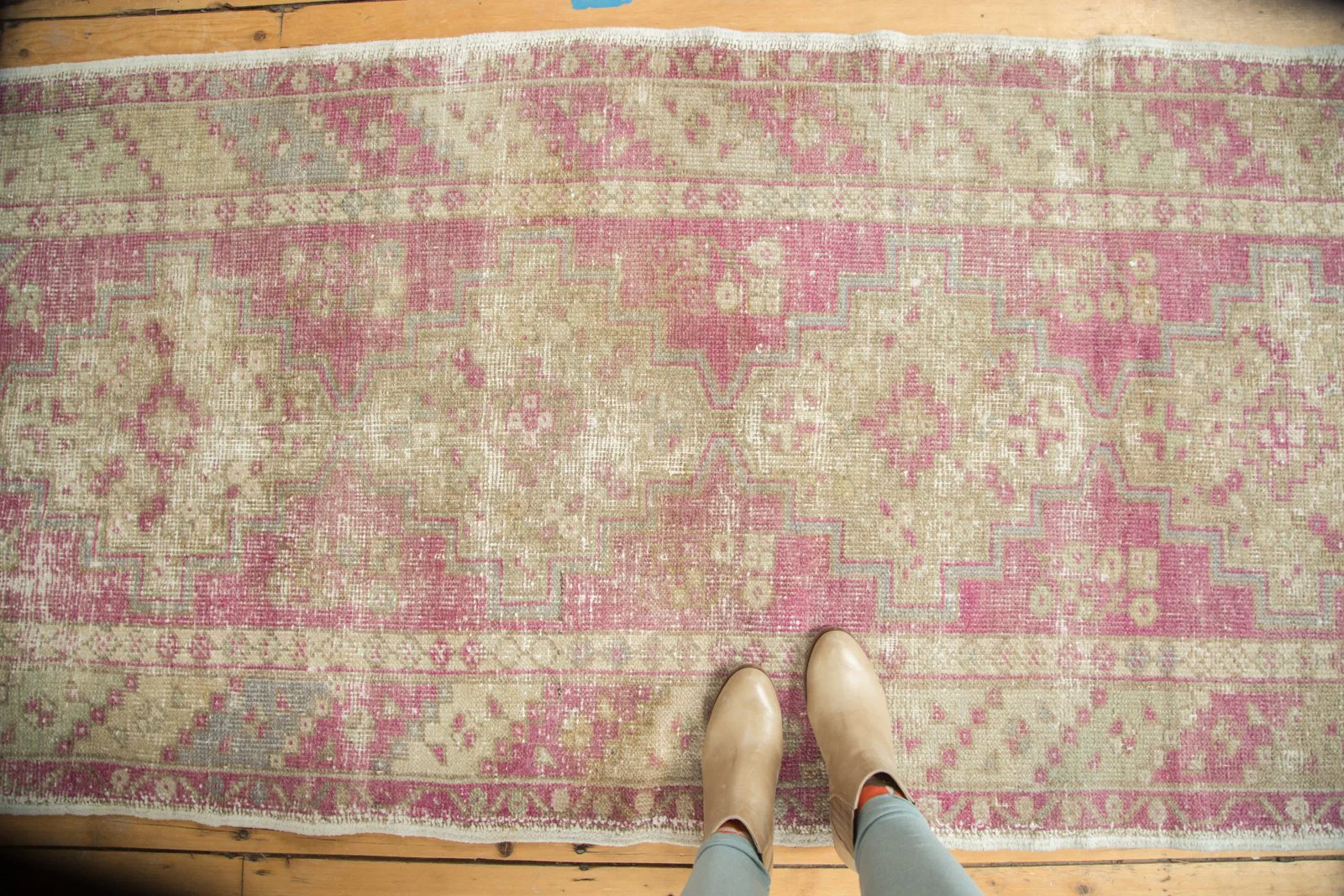 3.5x9.5 Vintage Distressed Oushak Rug Runner - Image 2
