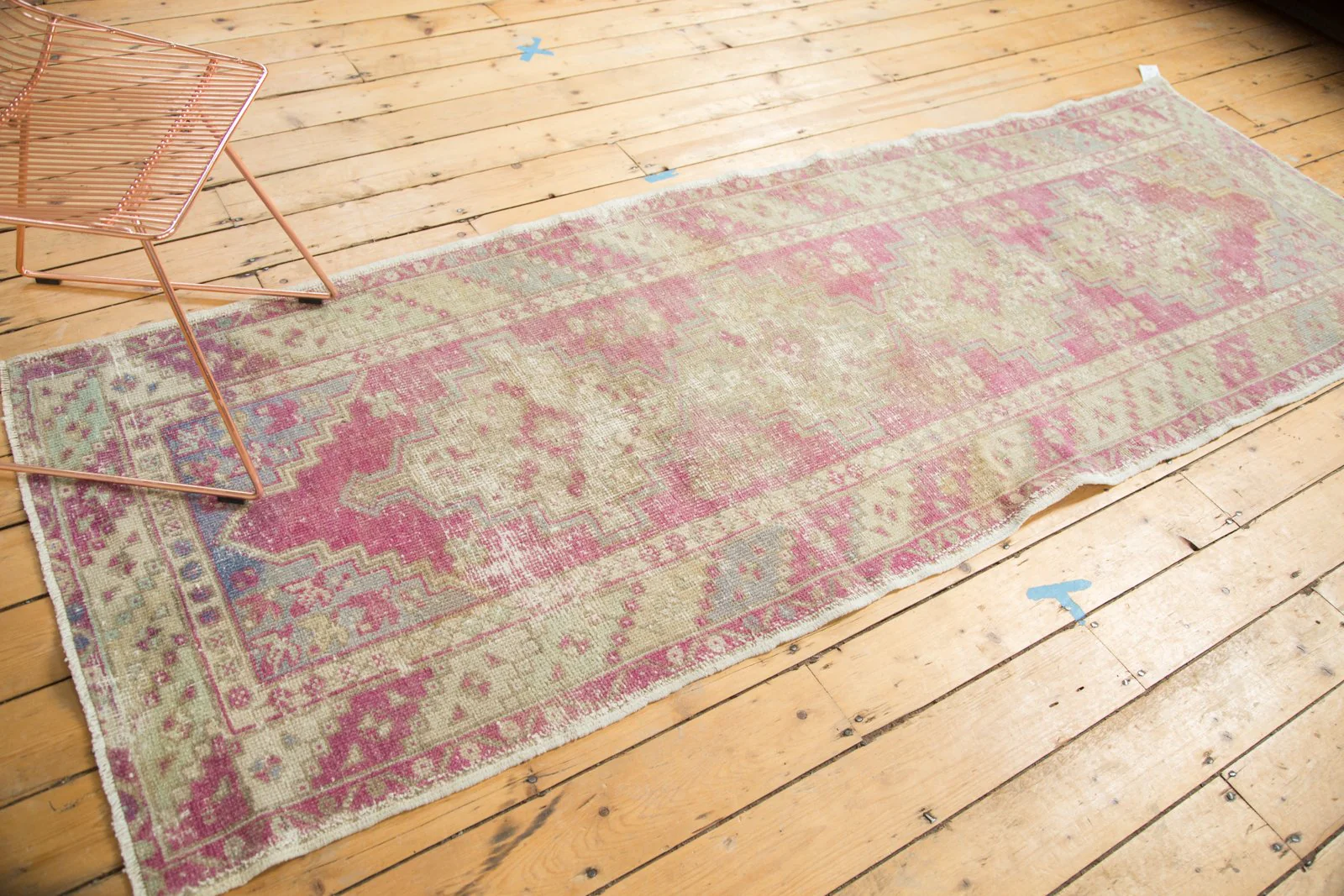3.5x9.5 Vintage Distressed Oushak Rug Runner - Image 5