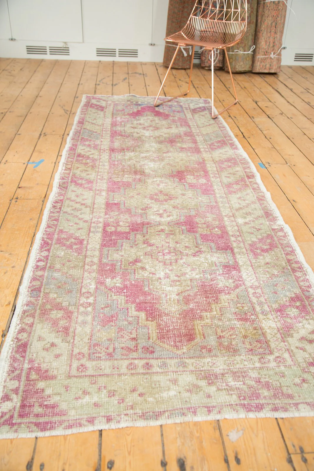 3.5x9.5 Vintage Distressed Oushak Rug Runner - Image 6