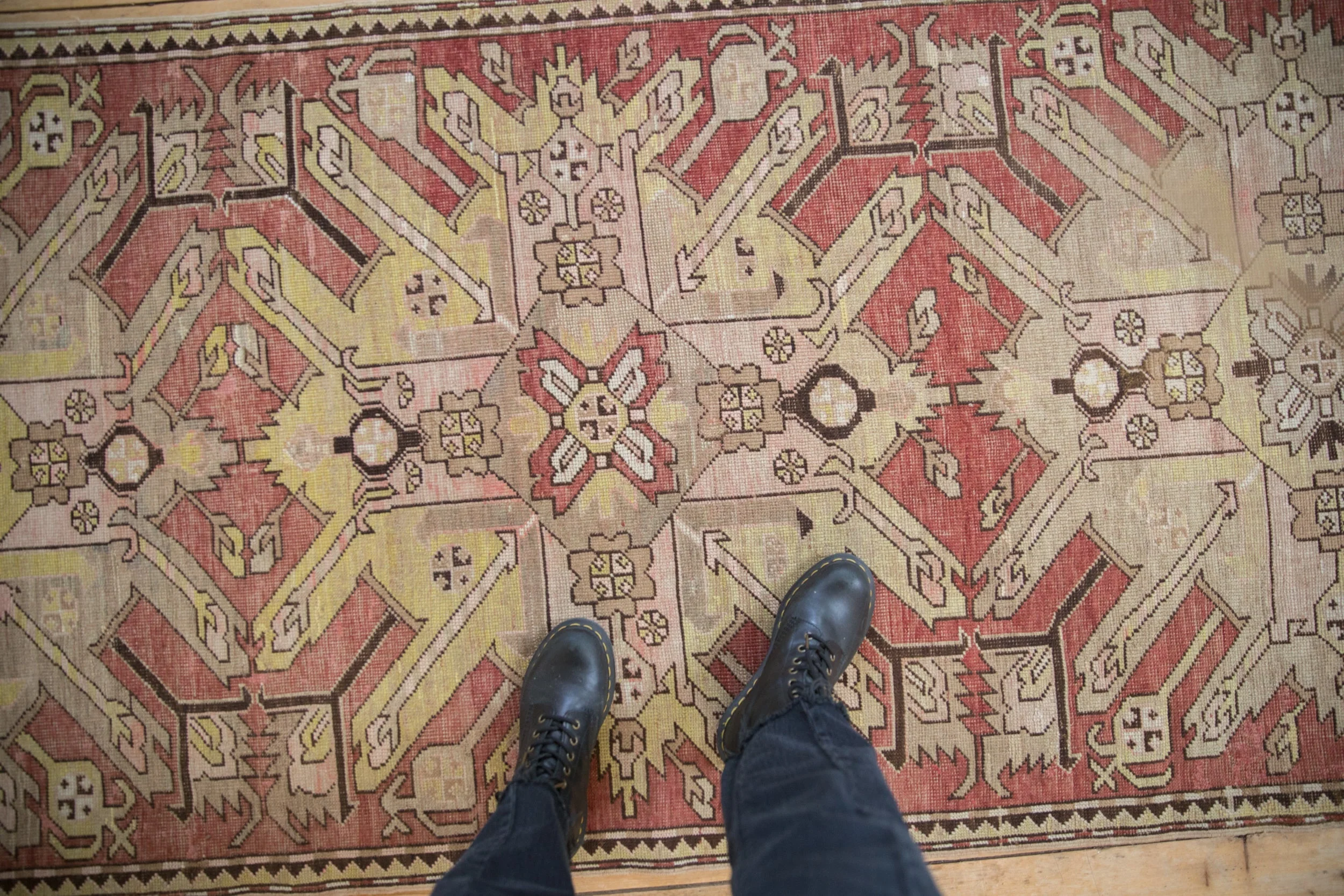 3.5x9 Antique Distressed Kazak Rug Runner - Image 2