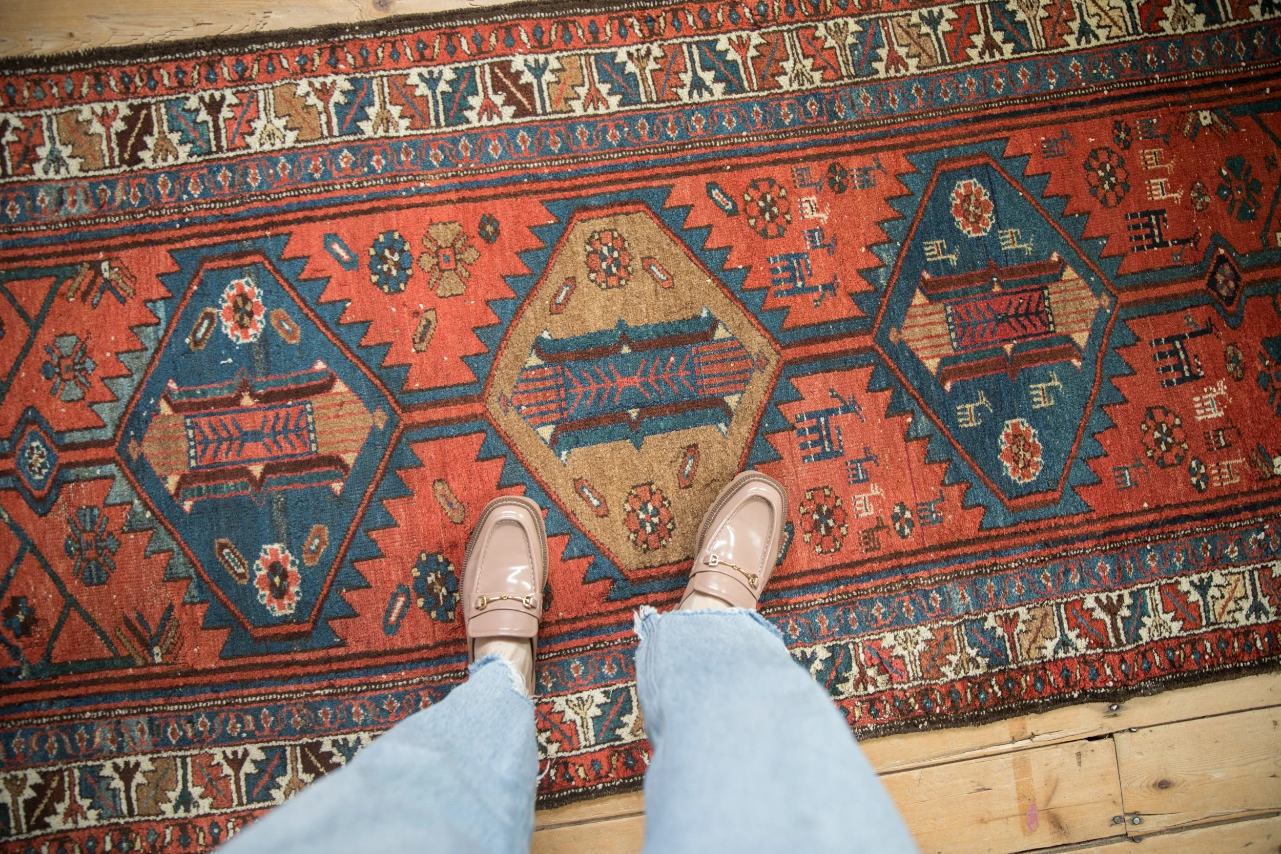3.5x9 Vintage Kurdish Hamadan Rug Runner - Image 2
