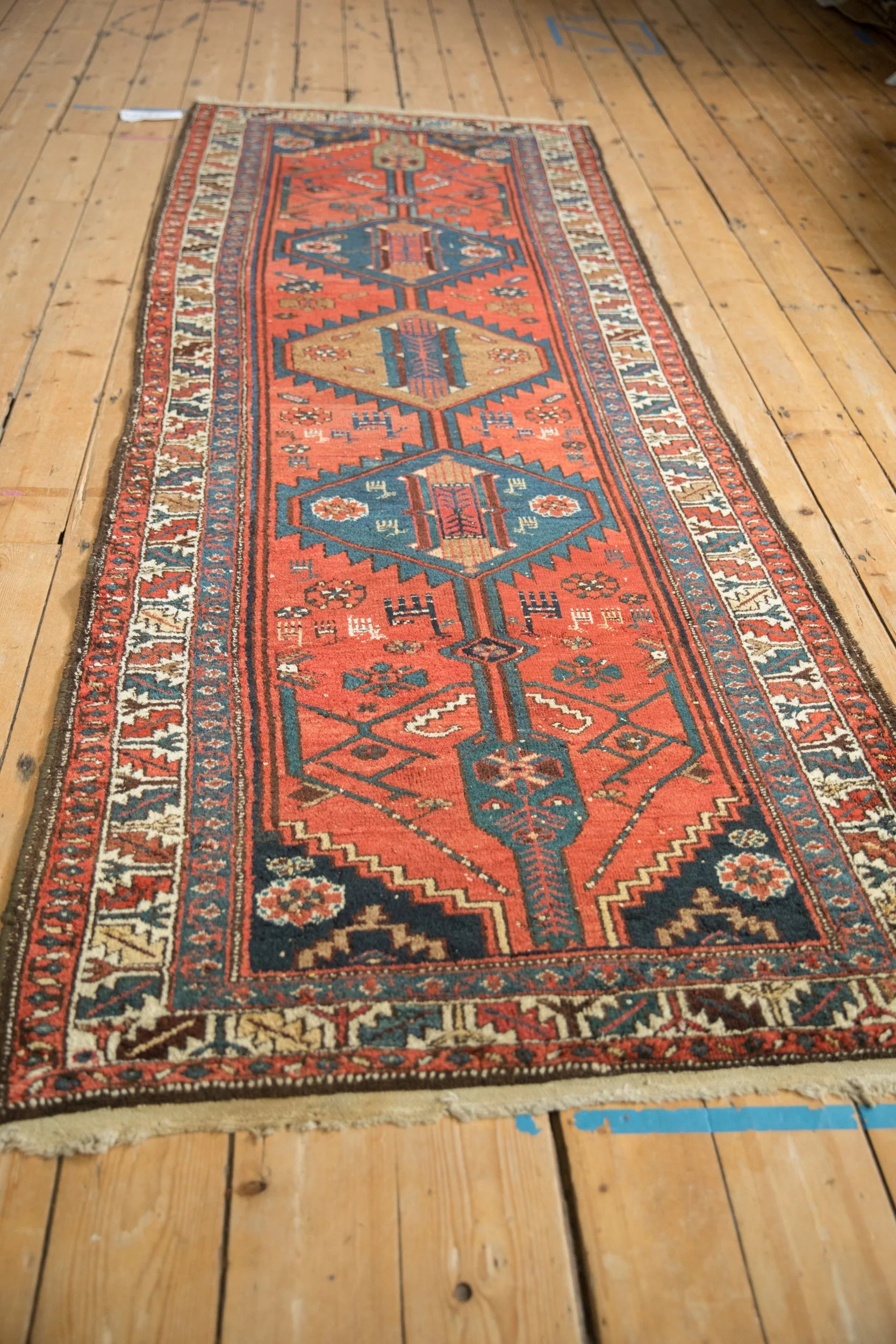 3.5x9 Vintage Kurdish Hamadan Rug Runner - Image 5