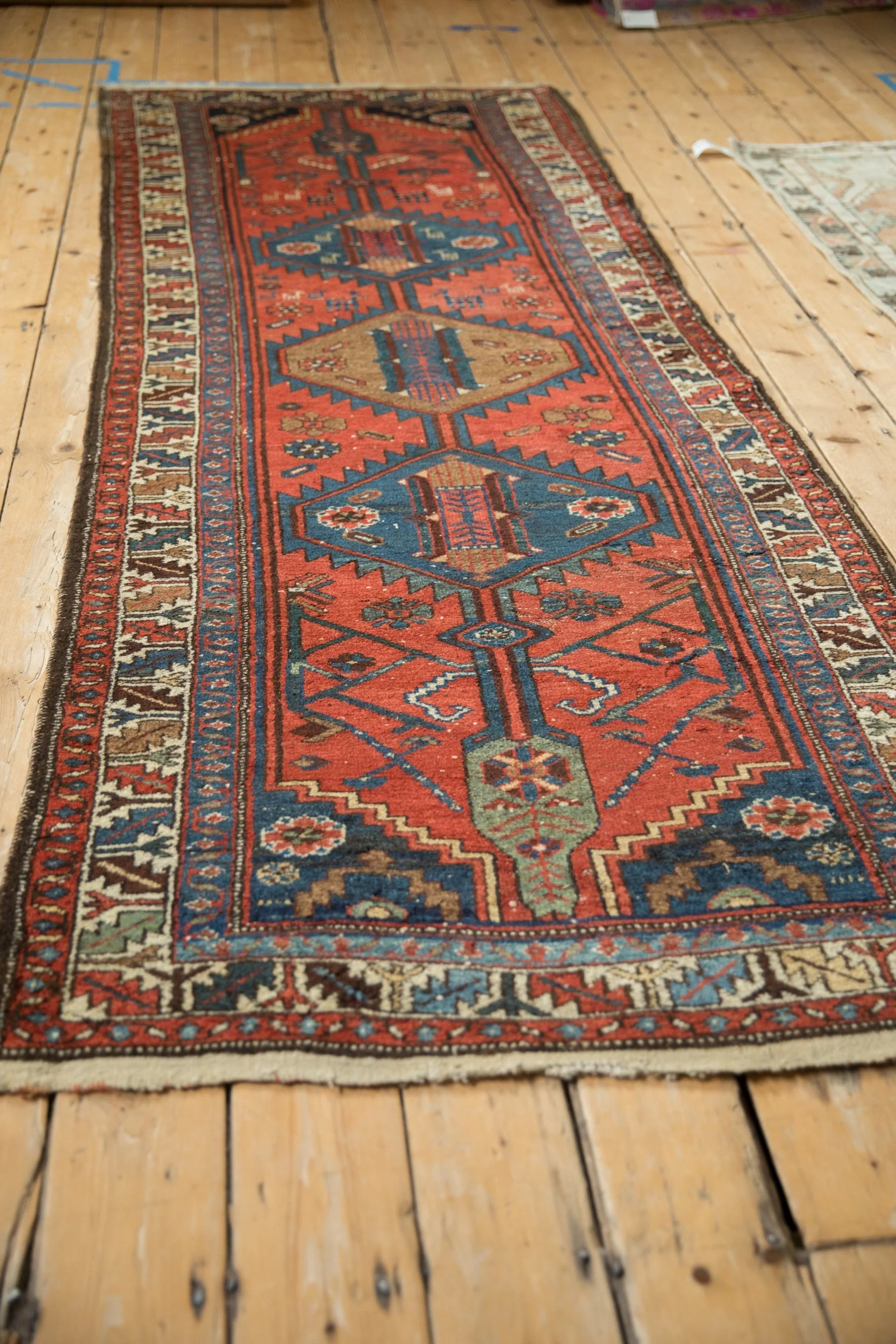 3.5x9 Vintage Kurdish Hamadan Rug Runner - Image 7