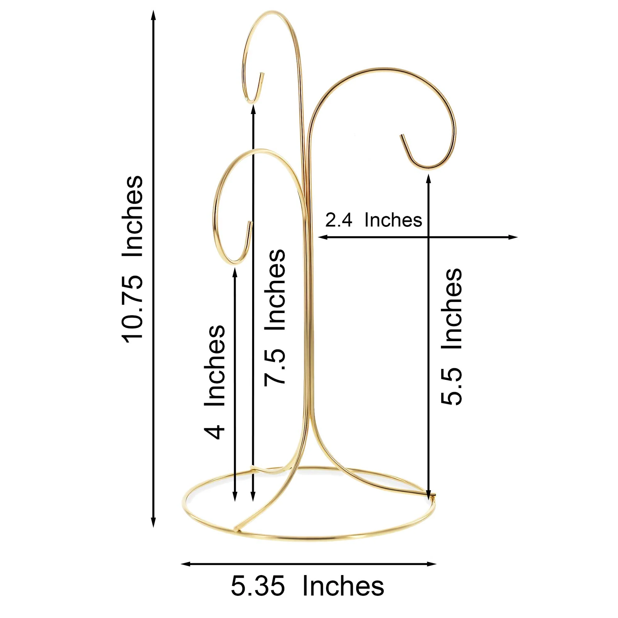 3-Arm 3-Tier Gold Brass Metal Ornament Stand Display 10.75 Inches (Taiwan) - Image 3