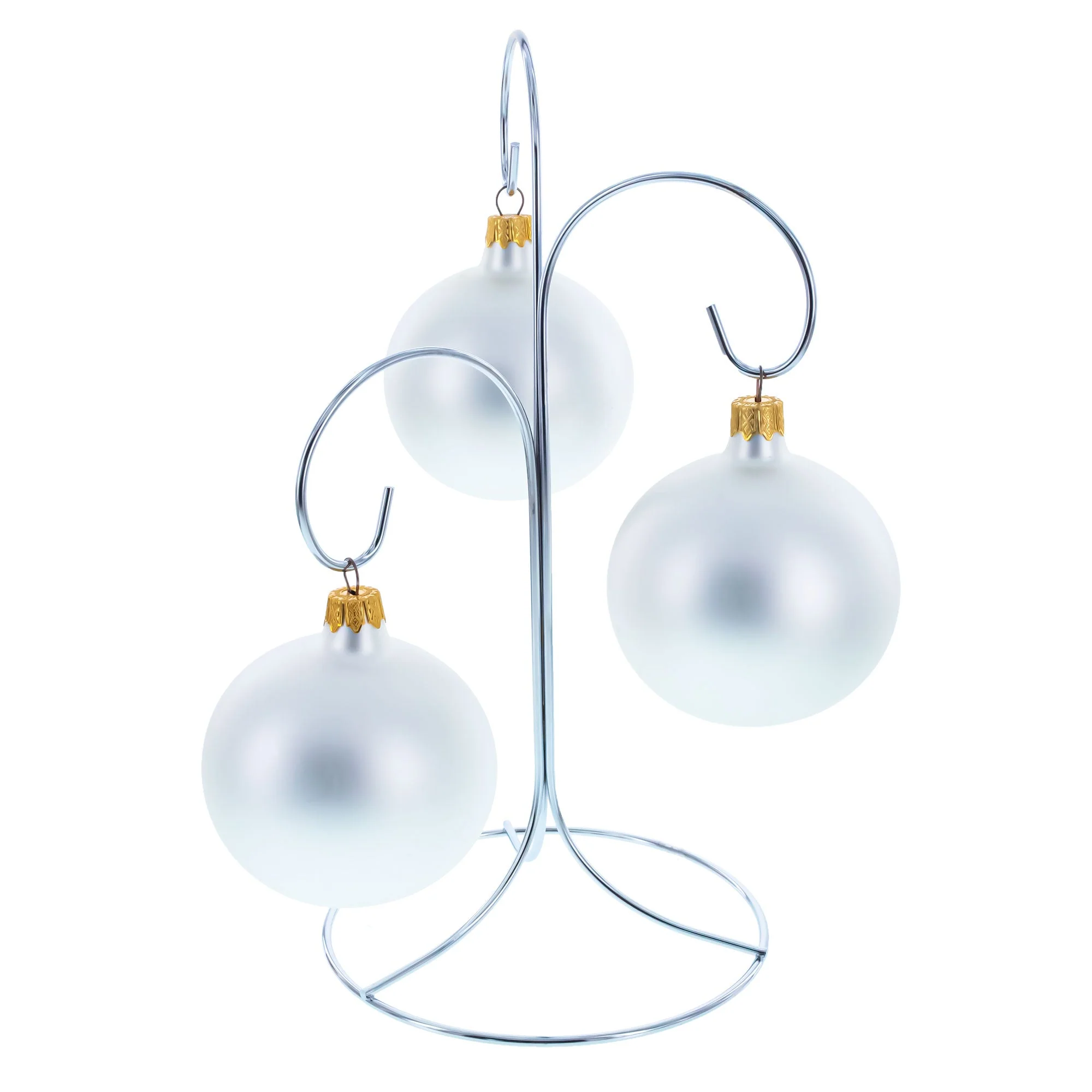 3-Arm 3-Tier Silver Metal Ornament Stand Display 10.75 Inches (Taiwan) - Image 2