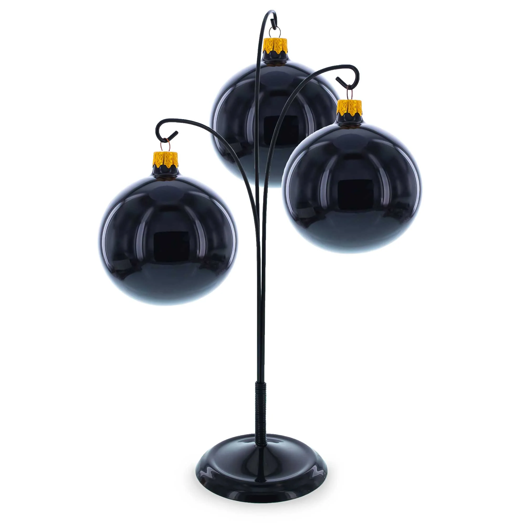 3-Arm Botanical Style Black Painted Metal Ornament Display Stand 12 Inches (Poland) - Image 2