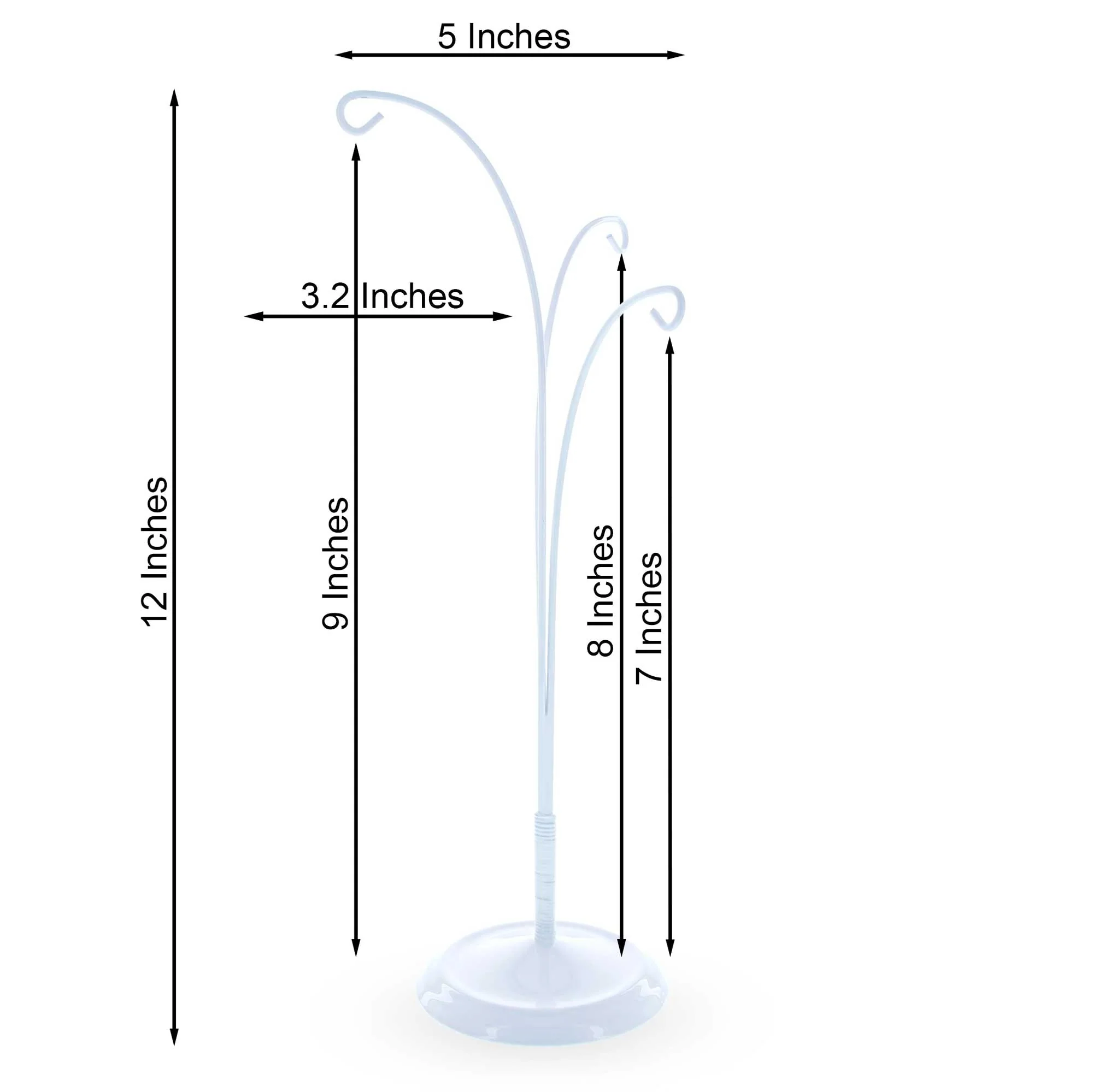 3-Arm Botanical Style White Painted Metal Ornament Display Stand 12 Inches (Poland) - Image 3