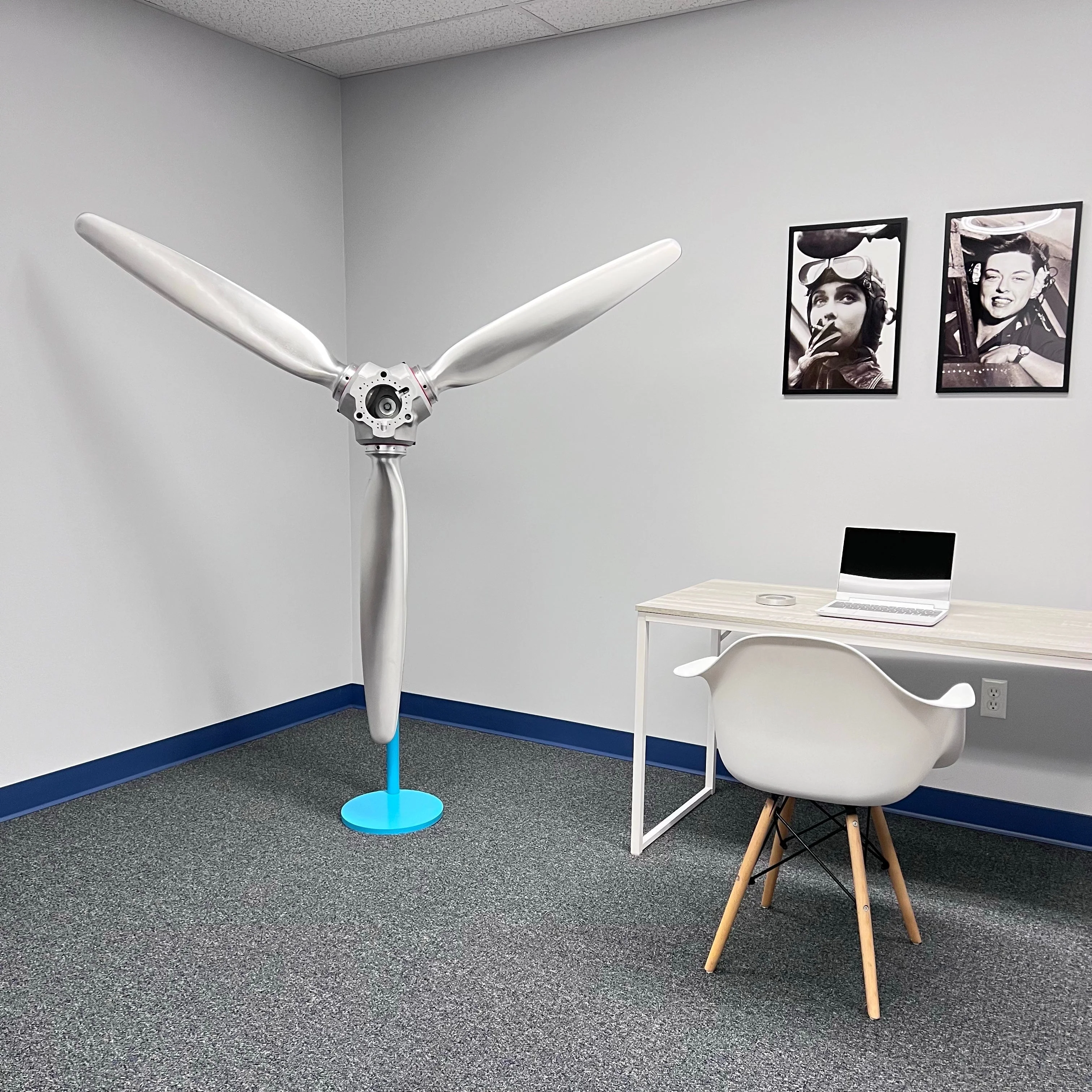 3-Bladed McCauley Cessna 76" Brushed Aluminum Airplane Propeller Wall Display - Image 11