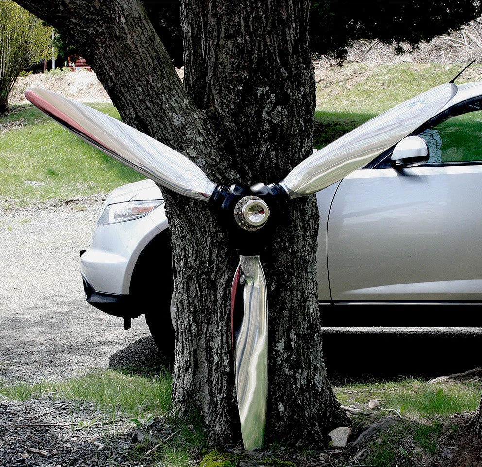 3-Bladed McCauley Mirror High Polished Airplane Propeller Wall Sculpture - Image 2