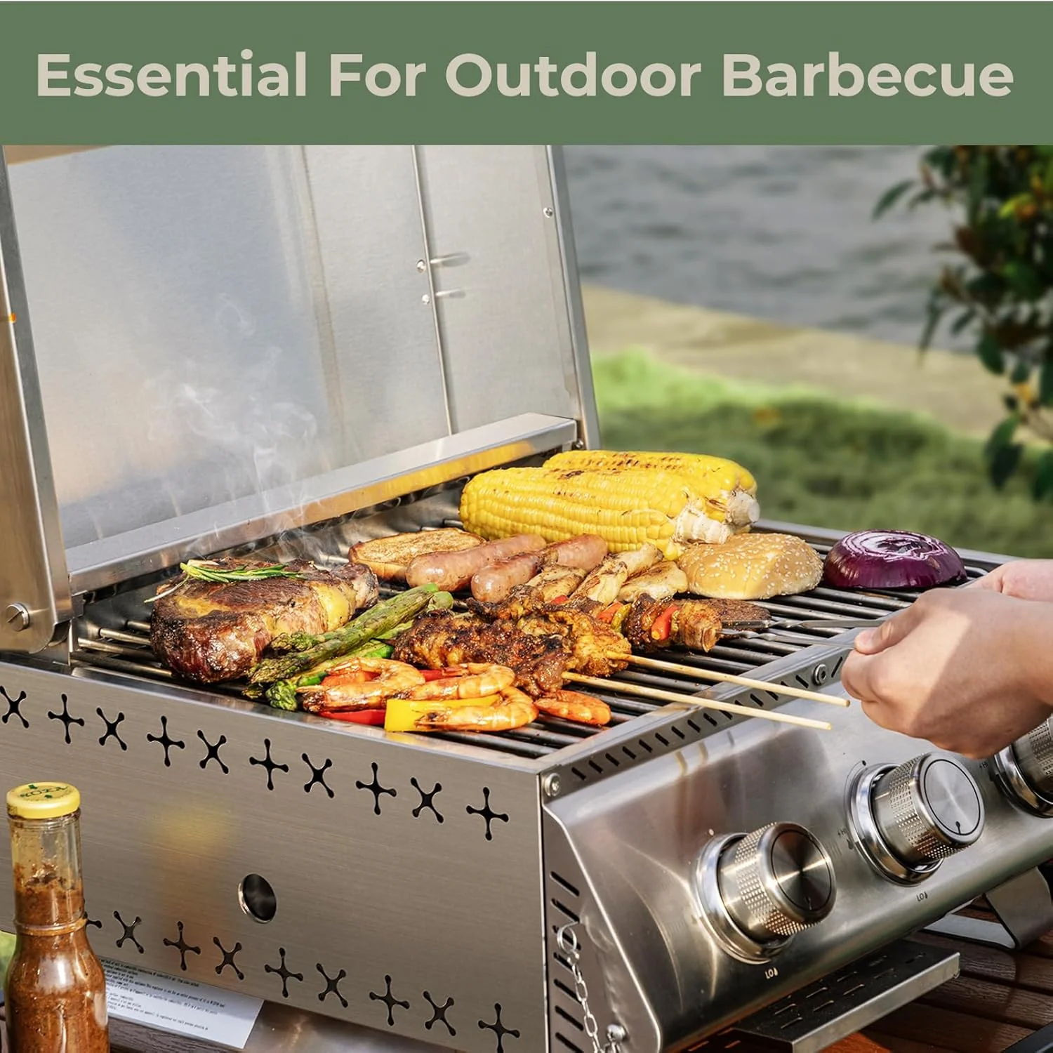 3-Burner Tabletop Portable Propane Gas Grill with Detachable Griddle,24,000 BTU Compact Outdoor BBQ TG0130K - Image 7