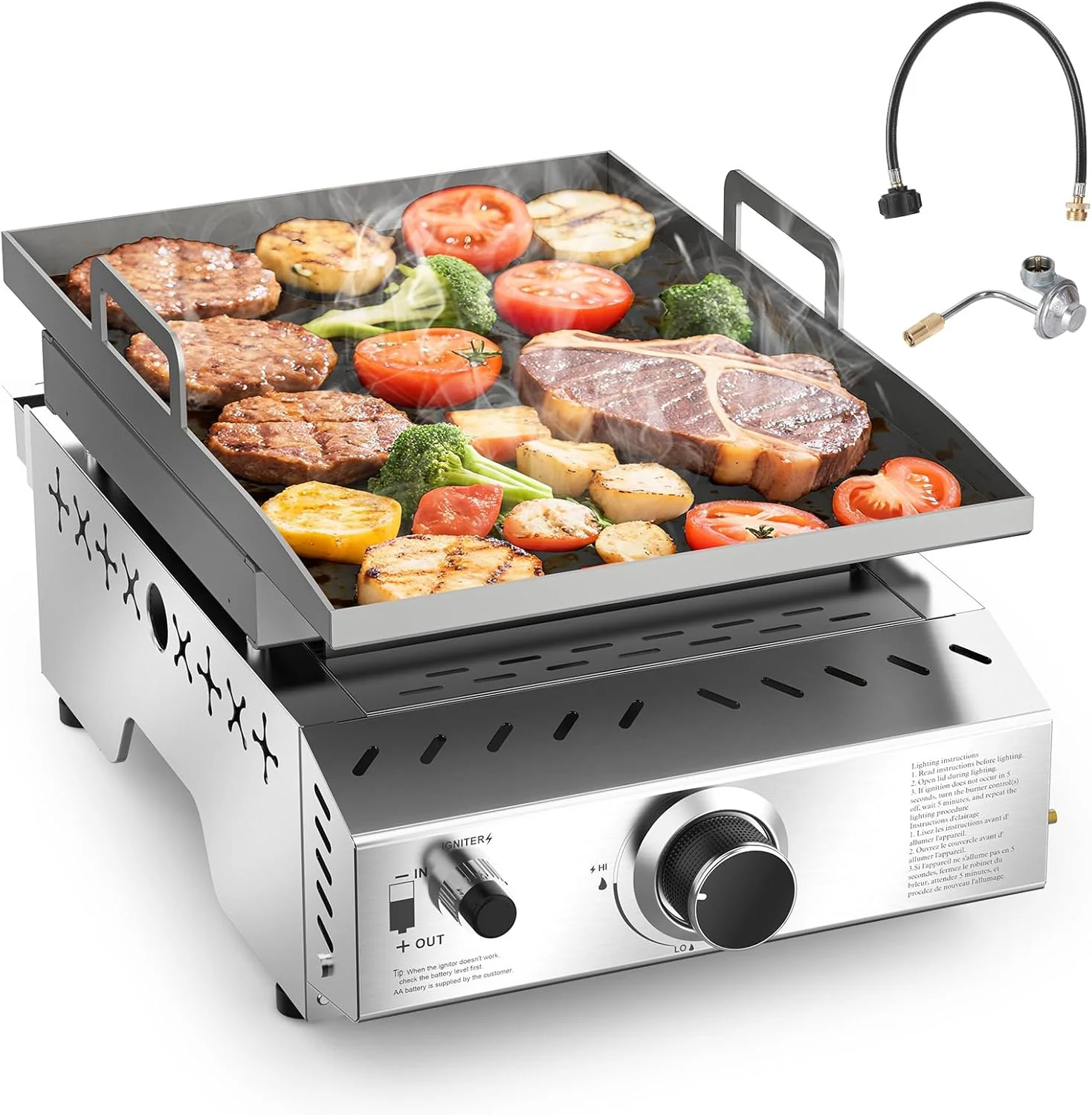 3 Burners Portable Propane Griddle，25 inch Stainless Steel Gas Grill，24,000 BTU Table Top Grill TG0130C - Image 15