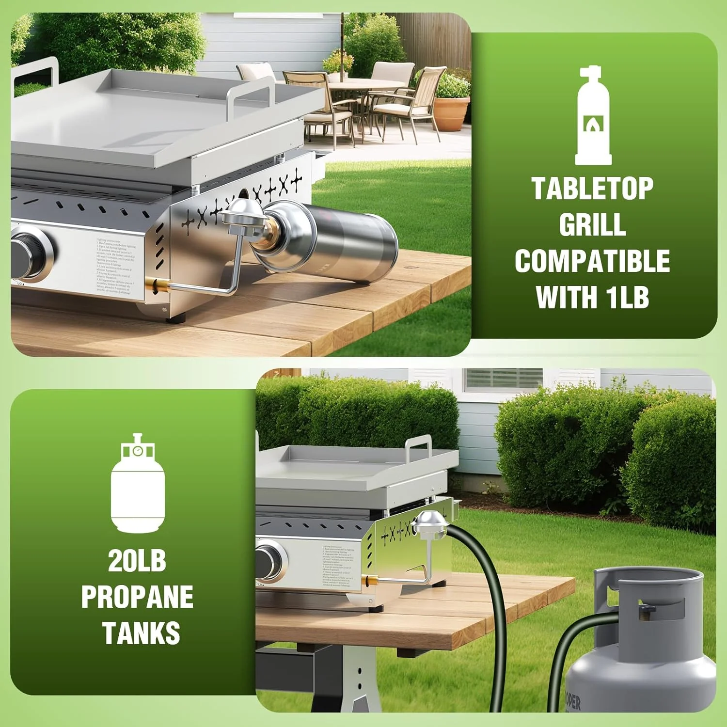 3 Burners Portable Propane Griddle，25 inch Stainless Steel Gas Grill，24,000 BTU Table Top Grill TG0130C - Image 19