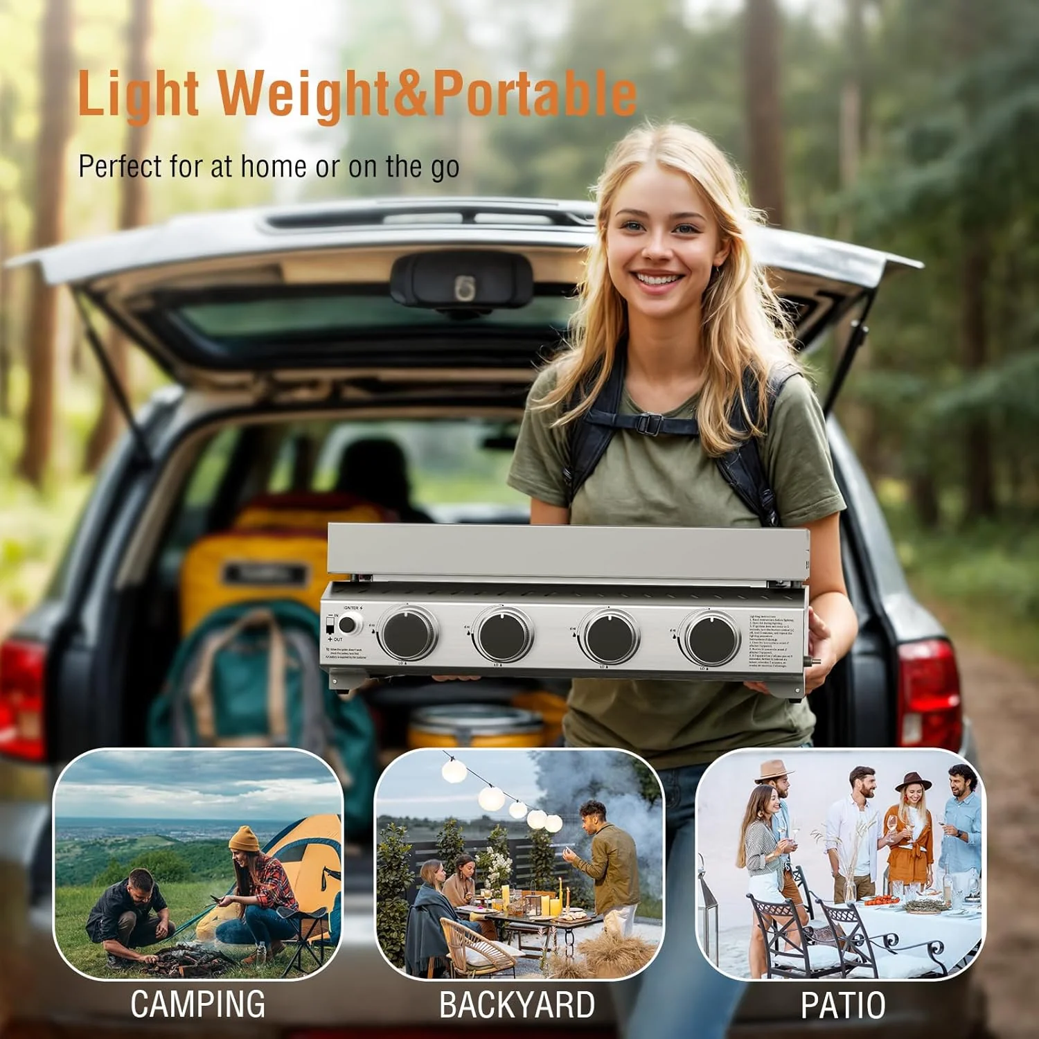 3 Burners Portable Propane Griddle，25 inch Stainless Steel Gas Grill，24,000 BTU Table Top Grill TG0130C - Image 26