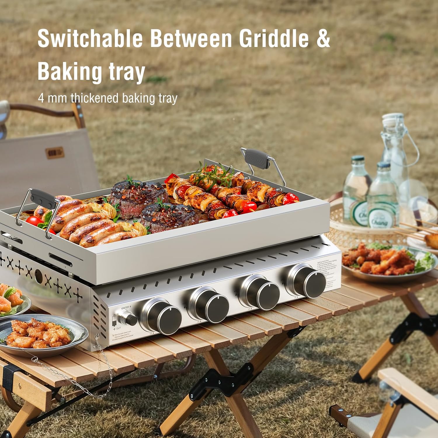 3 Burners Portable Propane Griddle，25 inch Stainless Steel Gas Grill，24,000 BTU Table Top Grill TG0130C - Image 28