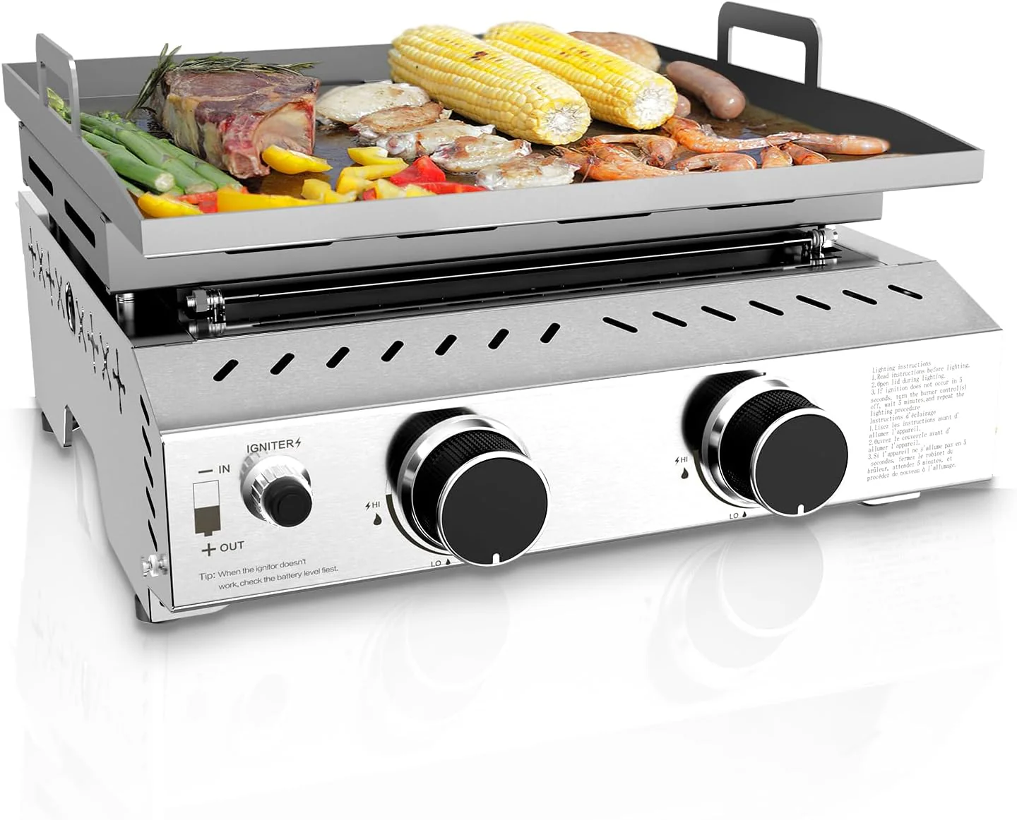 3 Burners Portable Propane Griddle，25 inch Stainless Steel Gas Grill，24,000 BTU Table Top Grill TG0130C - Image 8