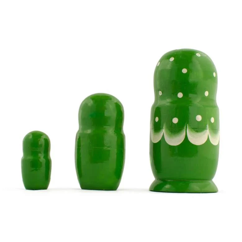 3 Daffodils Flowers on Green Dress  Wooden Nesting Dolls 3.5 Inches - Image 2
