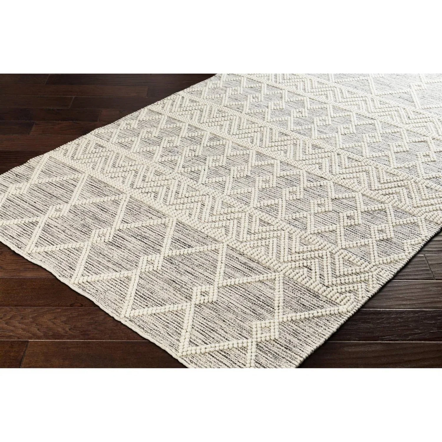 3-ft. x 5-ft. Hand Woven Wool Blend Grey Beige Ivory Persian Style Area Rug - Image 3
