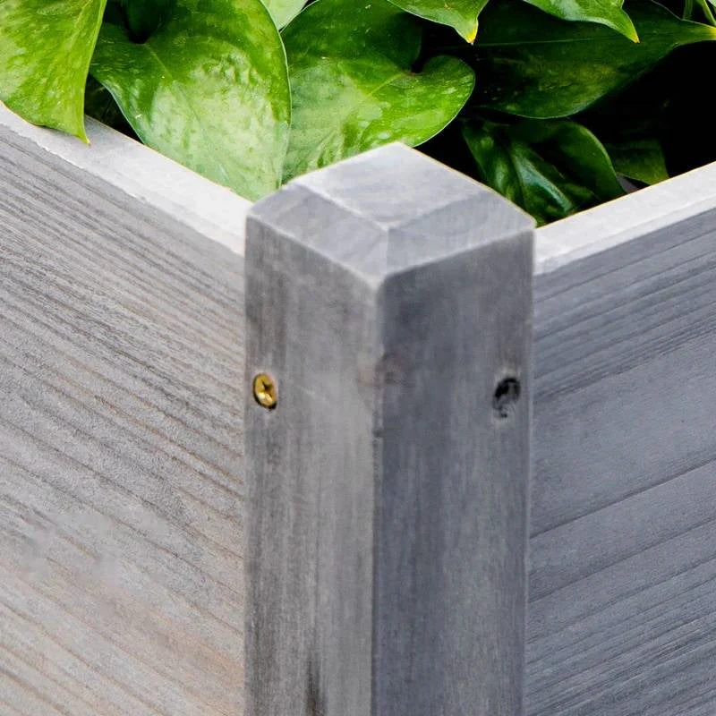 3 Grey Wood Elevated Planter Set Vegetable Herb Flowers Raised Garden Beds - Image 4