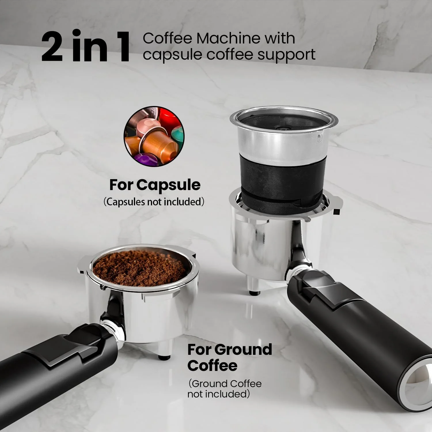 3 in 1 Professional Espresso Maker with Dual Heating System & Capsule Compatible CM8008 - Image 5