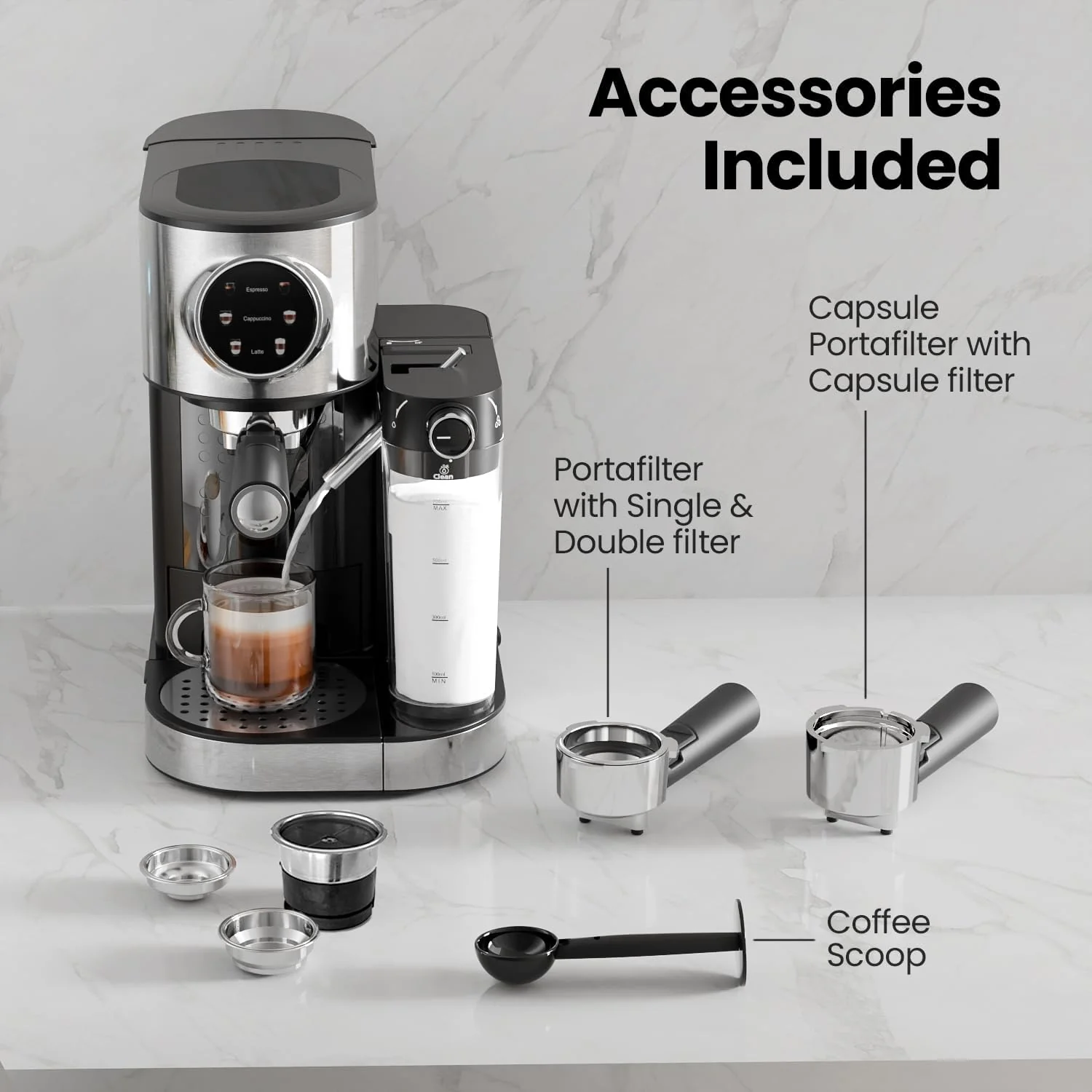 3 in 1 Professional Espresso Maker with Dual Heating System & Capsule Compatible CM8008 - Image 6